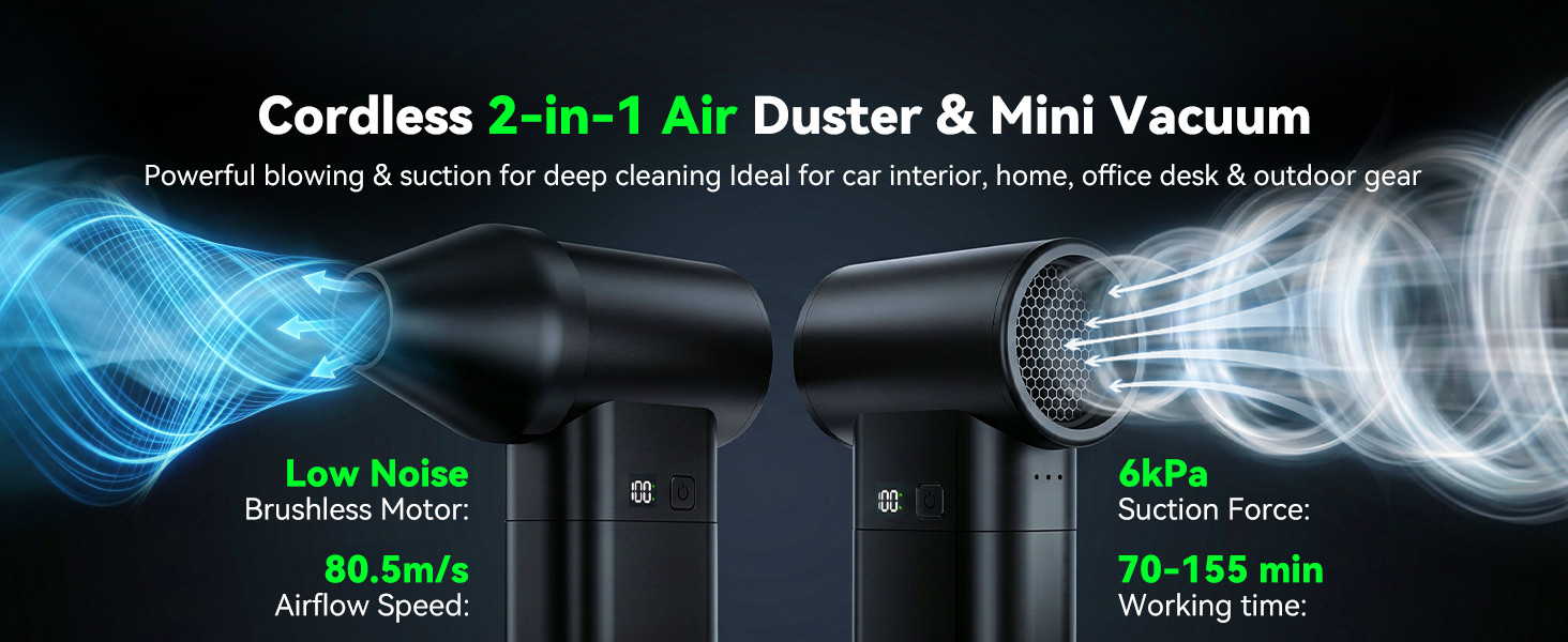 Multif Electric Air Duster Blower 10000MA for PC Car Camping Fan Vacuum Stock