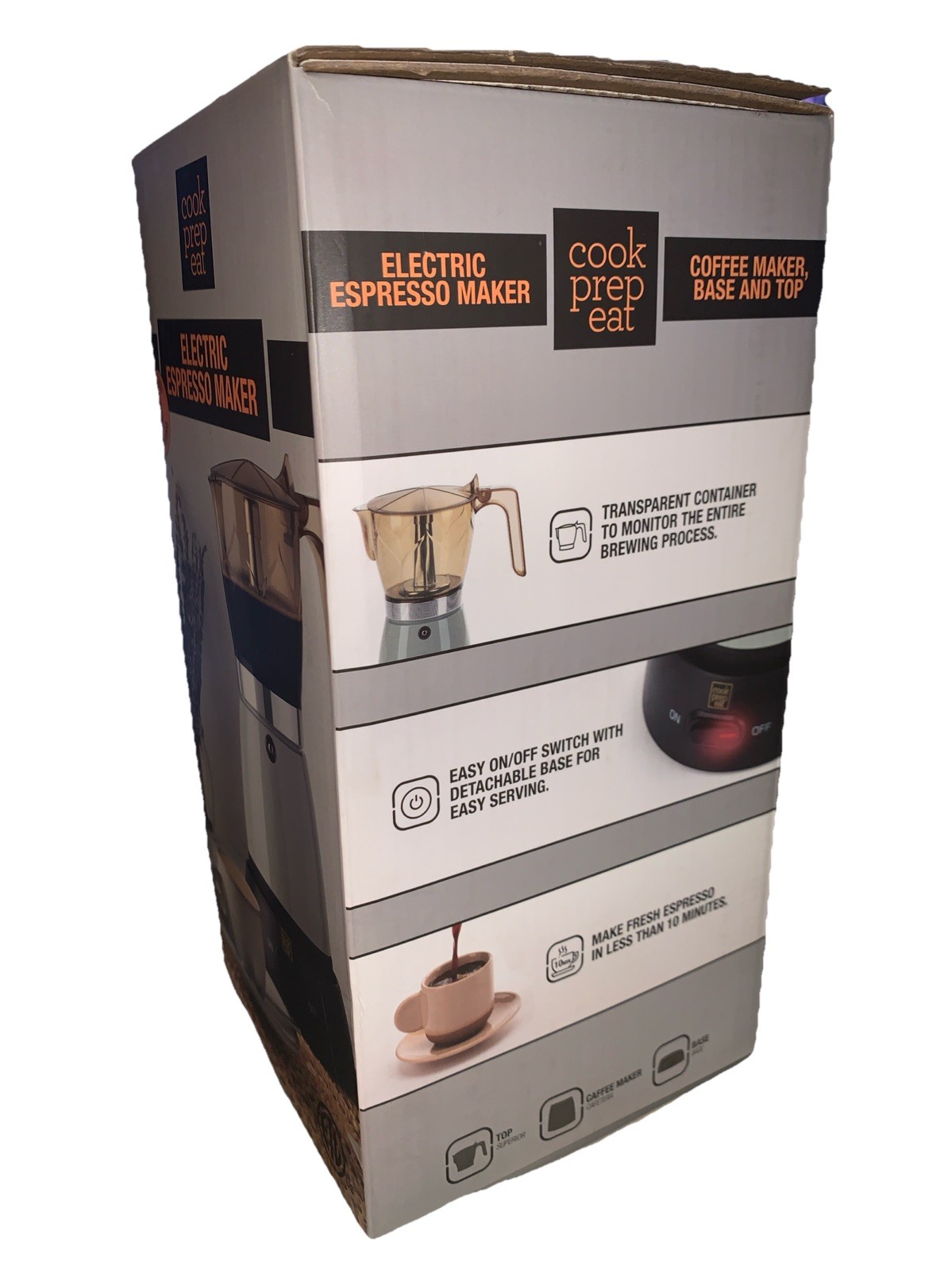 Cook Prep Eat Electric Espresso Maker Fresh In Less Than 10 Minutes Black &Amber