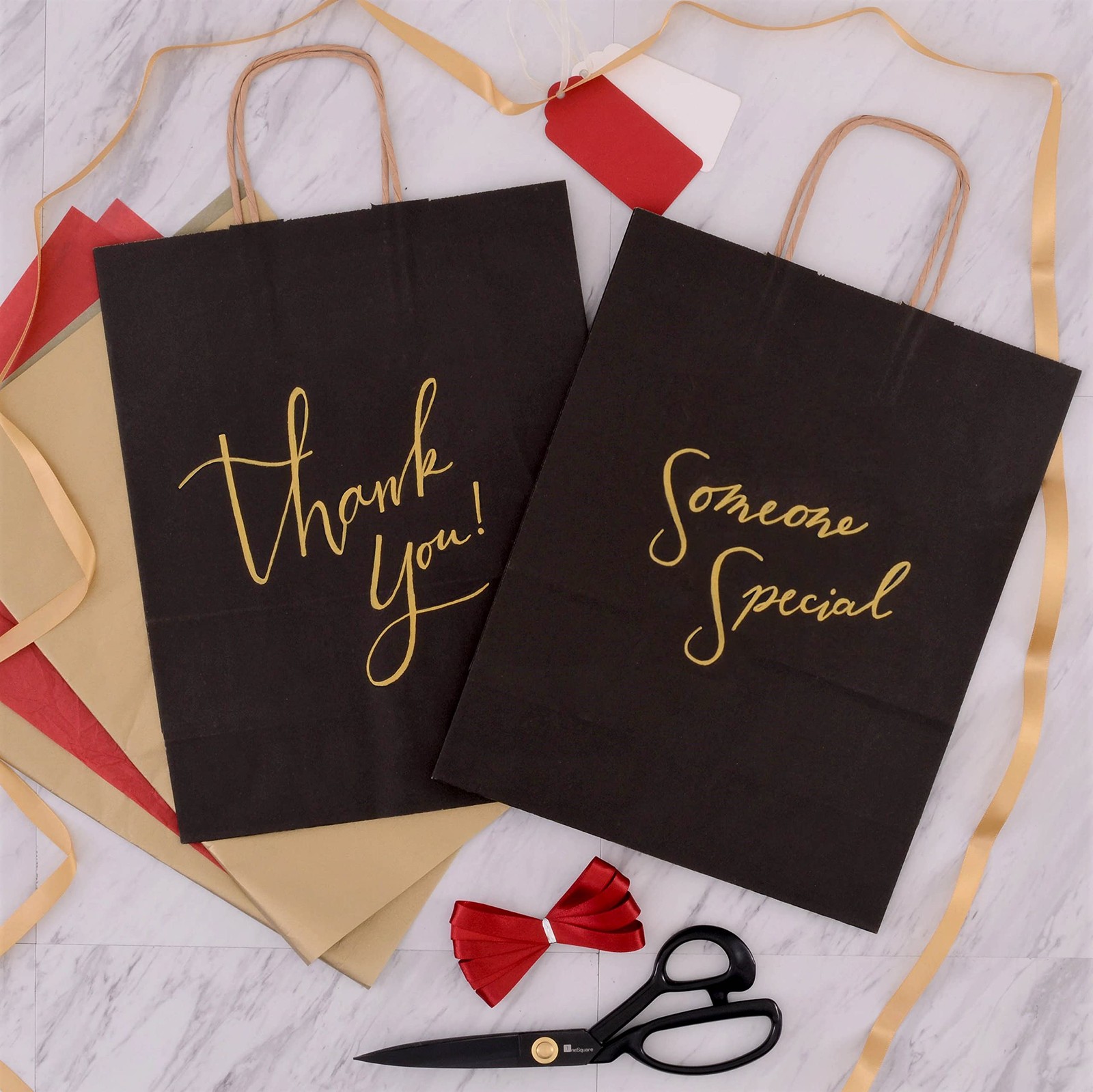 Prime Line Packaging Black Paper Bags Kraft Gift Bags Medium Handles for Small B