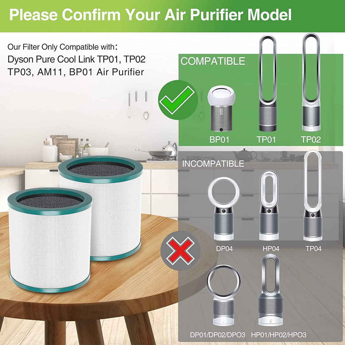 Replacement Air Purifier Filters For All Dyson Pure Cool Link Models TP01 TP02