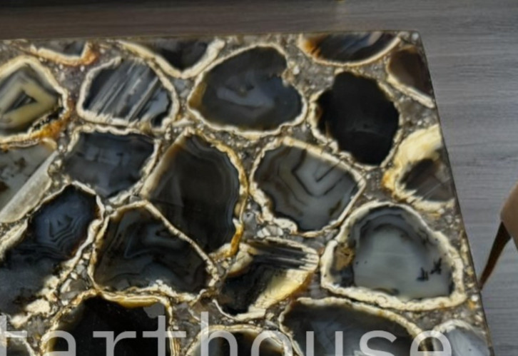 15″ Agate Stone Square Top Table Crystal Sofa Centerpiece Custom Furniture Decor