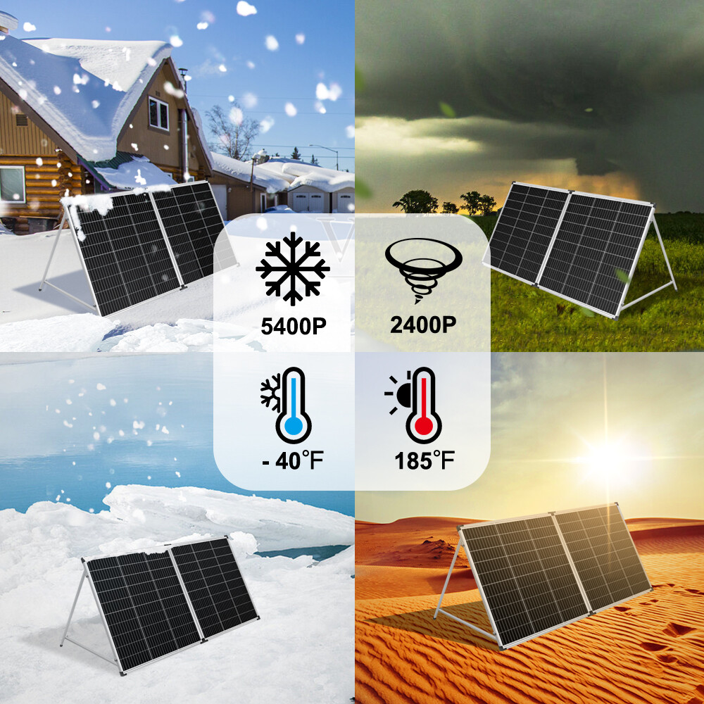 DOKIO 200W Portable Solar Suitcase Panel Kit for RVs/campers/off-grid battery