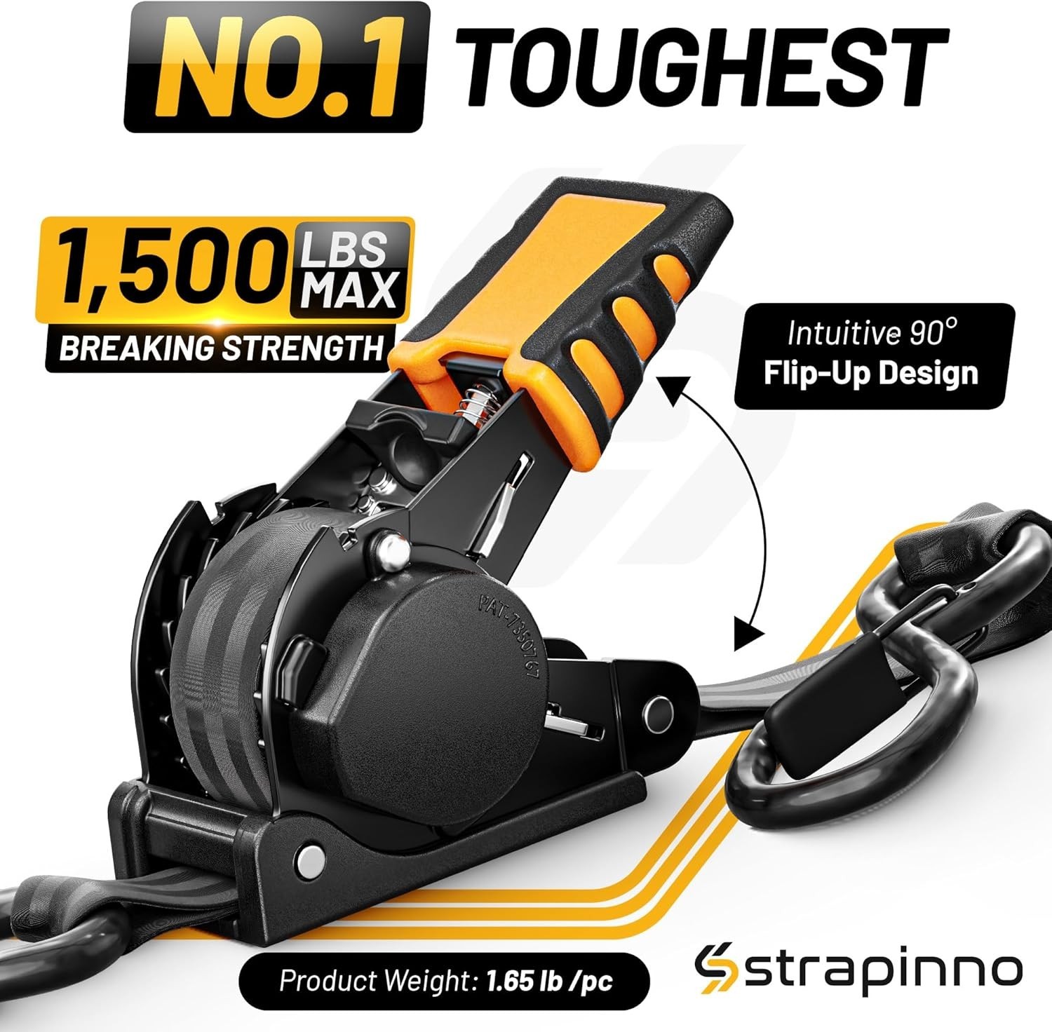 1 in x 10 ft Retractable Ratchet Straps with 1,500LBS Strength for All Vehicles