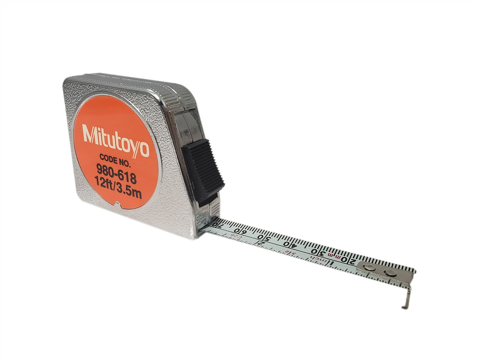 Mitutoyo 12 Foot Ft. / 3.5m Tape Measure (in/mm) w/ Snap Lock & Belt Clip, Metal