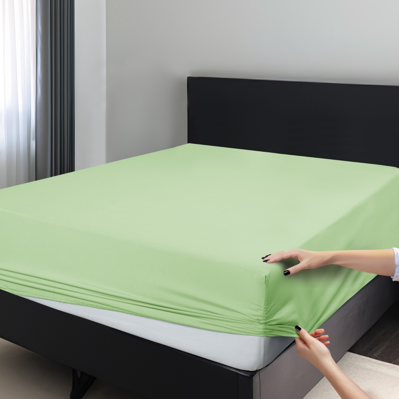 1800 Deep Pocket Fitted Sheet Queen King Fully Elastic Fitted Sheets Bed Sheets