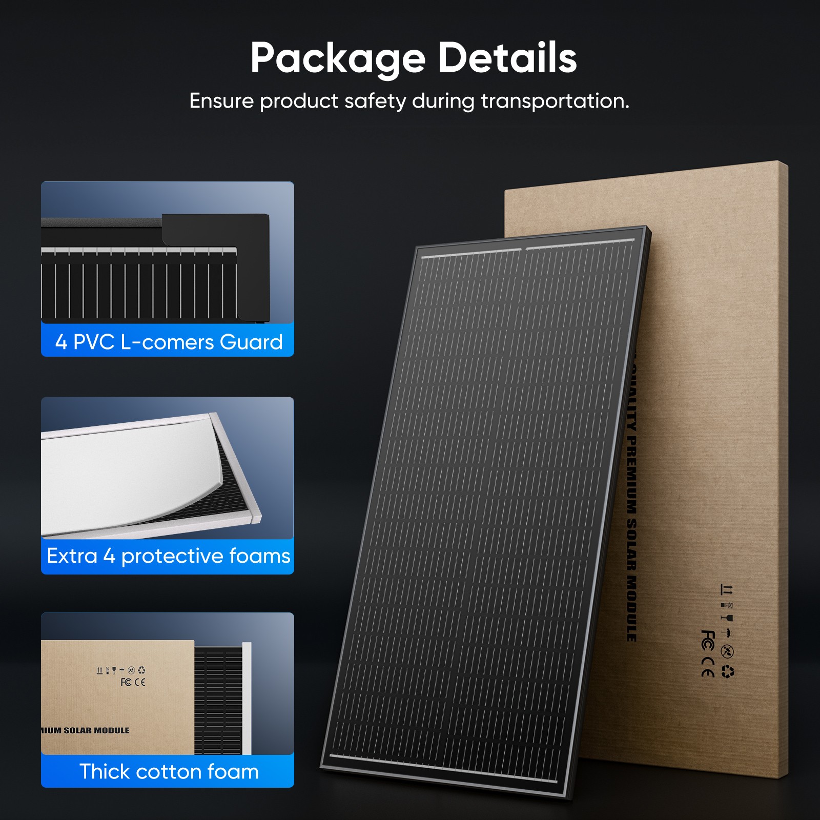 100W Watt Monocrystalline Solar Panel 12V N-Type 18BB RV Camp Home Boat OffGrid