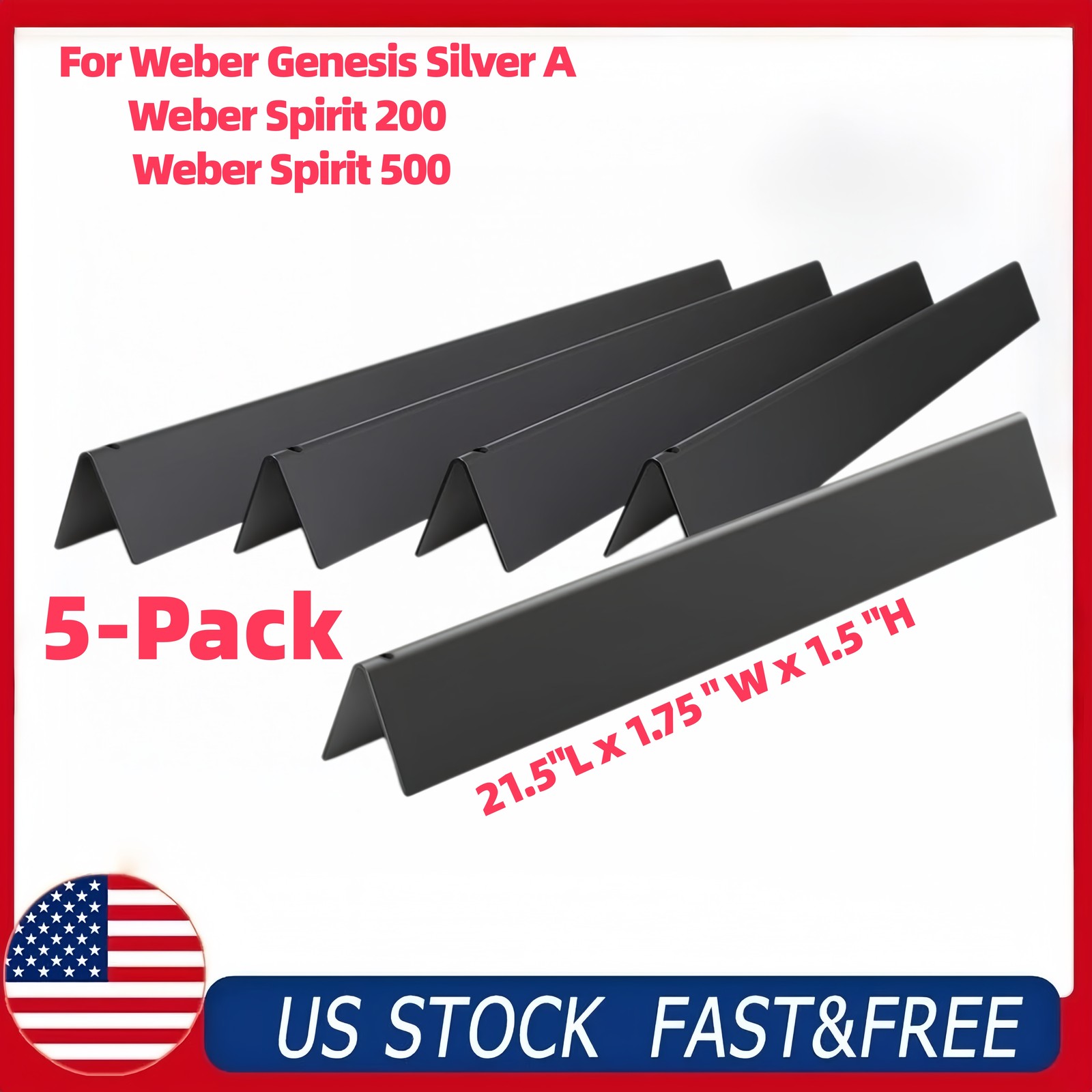 21.5″ Flavorizer Bars for Weber Genesis Silver A Spirit 200 Side Control 5-Pack