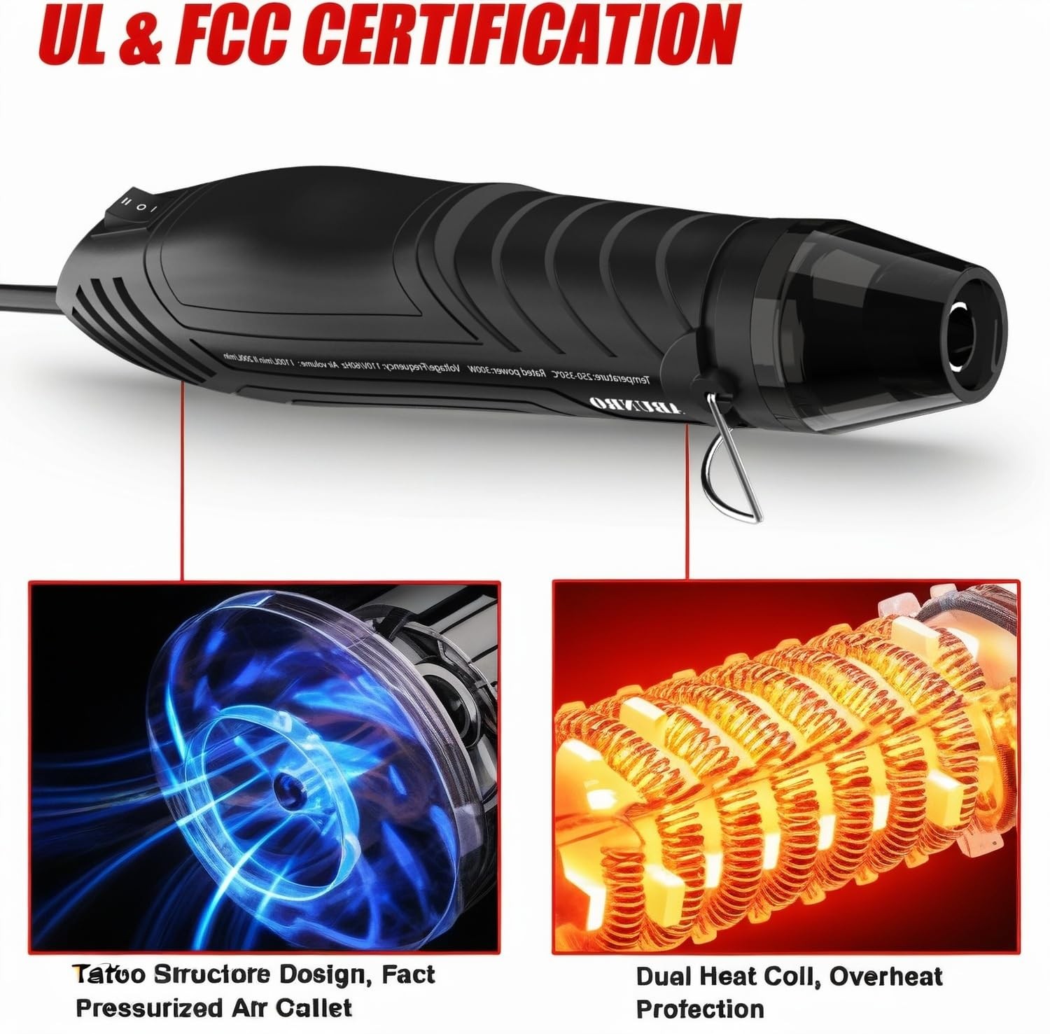 Heat Gun, Uptdae Version 110V 300W Mini Handheld Hot Air Gun with 6.6ft Cable…