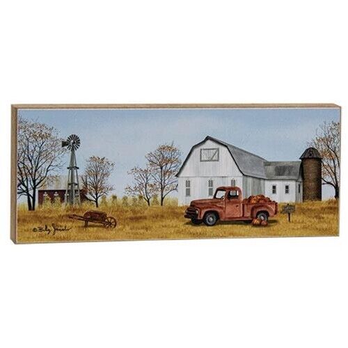 NEW Billy Jacobs AUTUMN ON THE FARM Wood Block Shelf Sitter 4″ X 10″