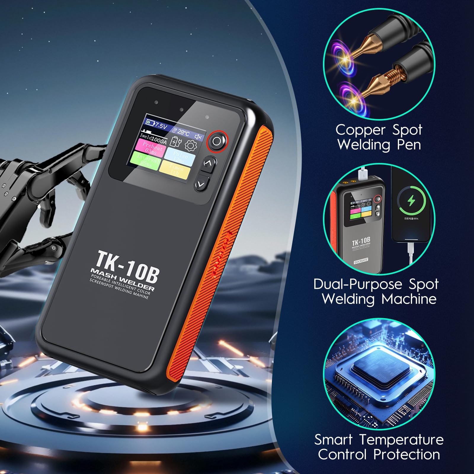 Battery Spot Welder, Portable Spot Welder With 1.8″ Visual Display, Continuou…