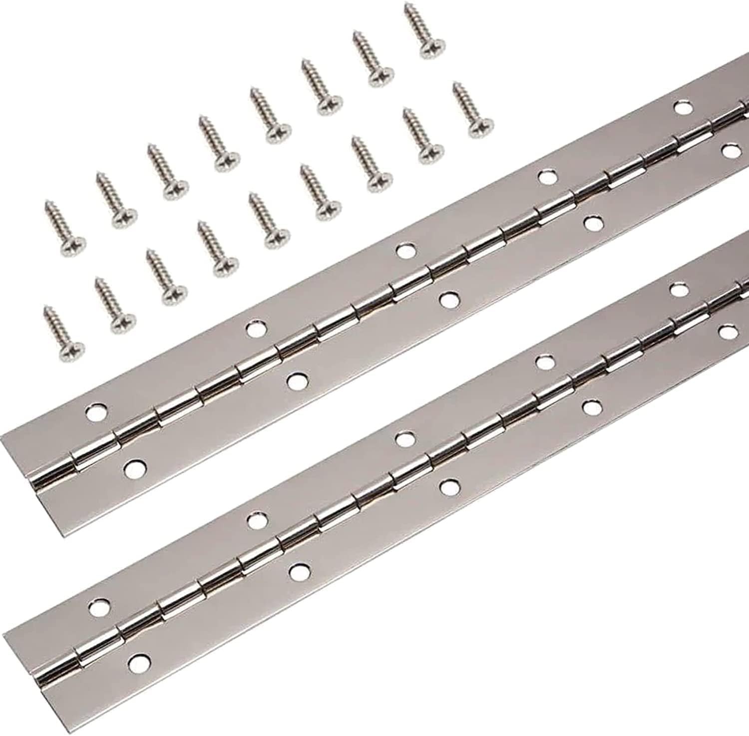 Durable 12” Stainless Steel Piano Hinges – Rust-Resistant with Mounting Screws