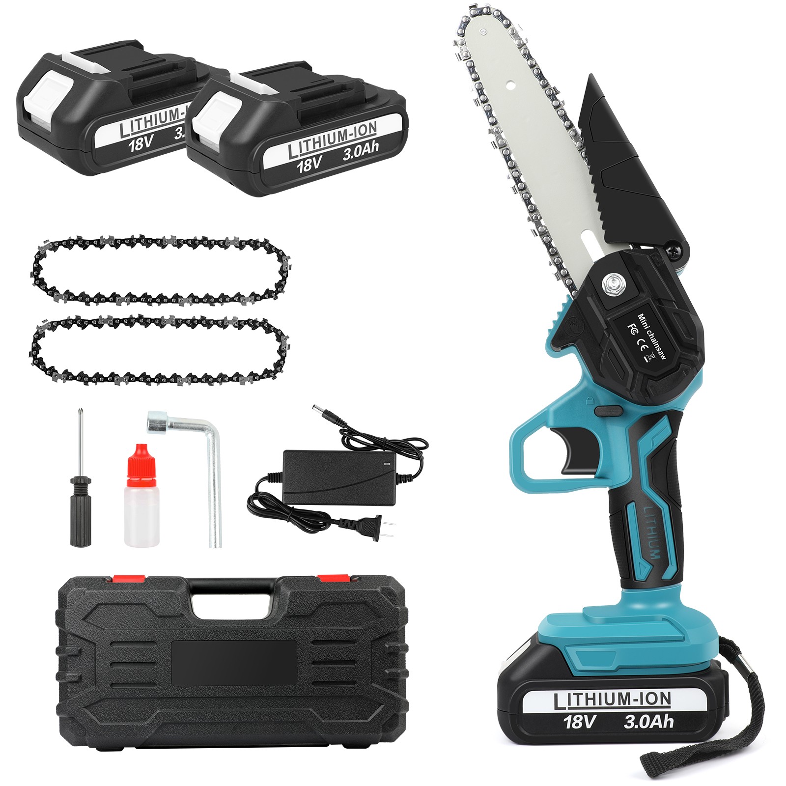 6″ Electric Mini Chainsaw Cordless Handheld Saw 2 Battery + 2 Chains for Makita
