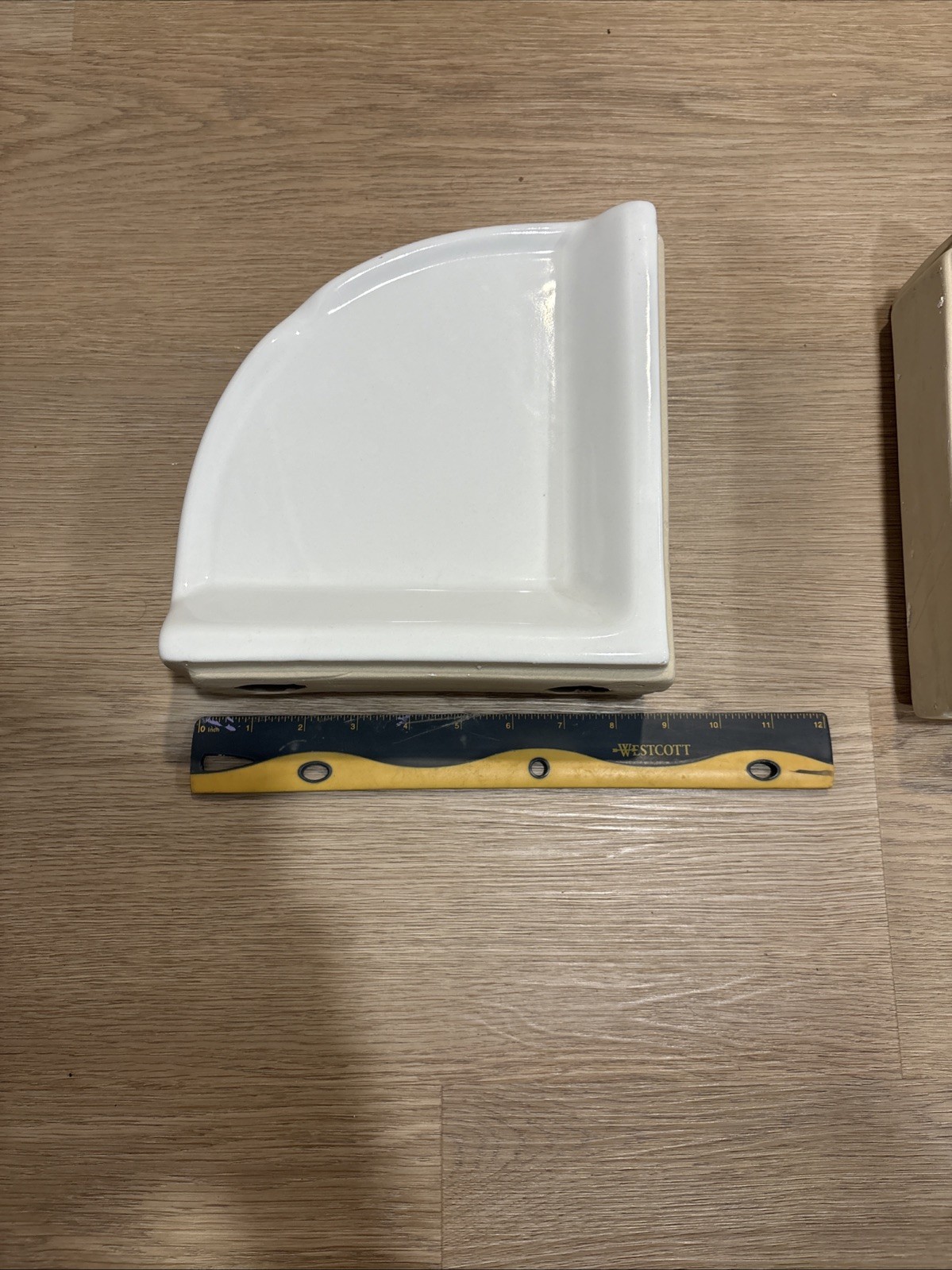 Bright White Ceramic Corner Shower Shelf Ledge 8.5 in Mexico