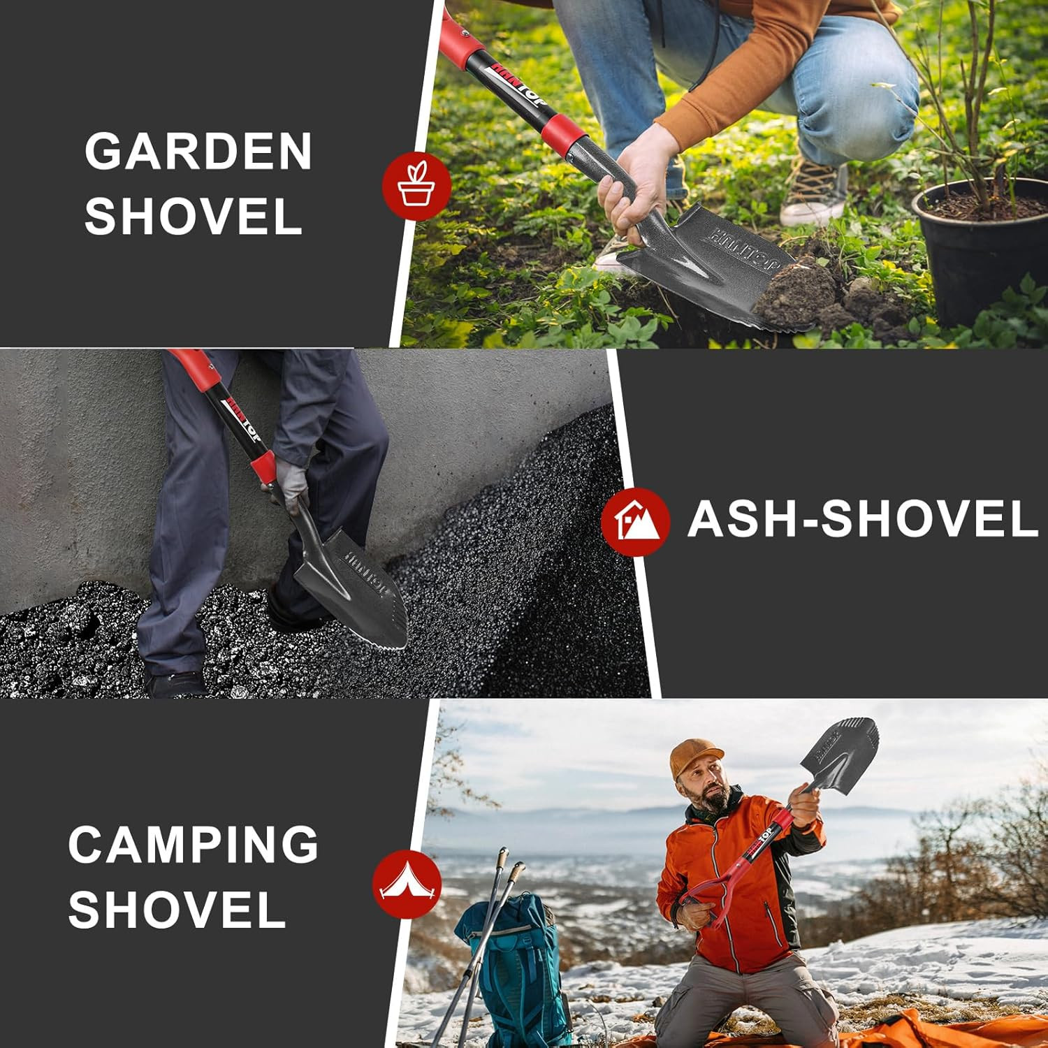 Small Shovel Garden Shovel for Digging Short Handled round Shovel Survival Sh…