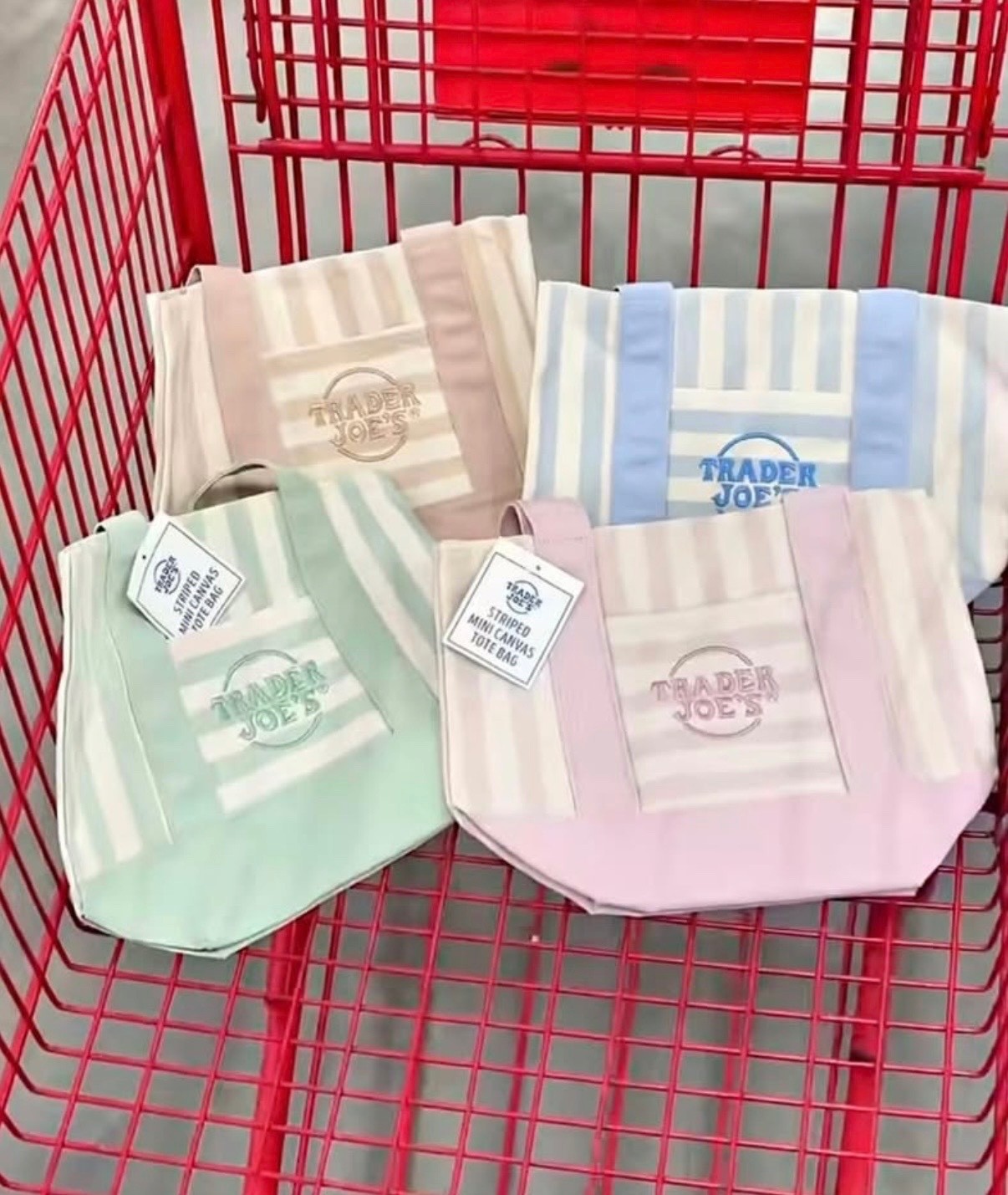 Trader Joe’s Striped Canvas Mini Tote Set of 4 Or Buy Individual Piece !