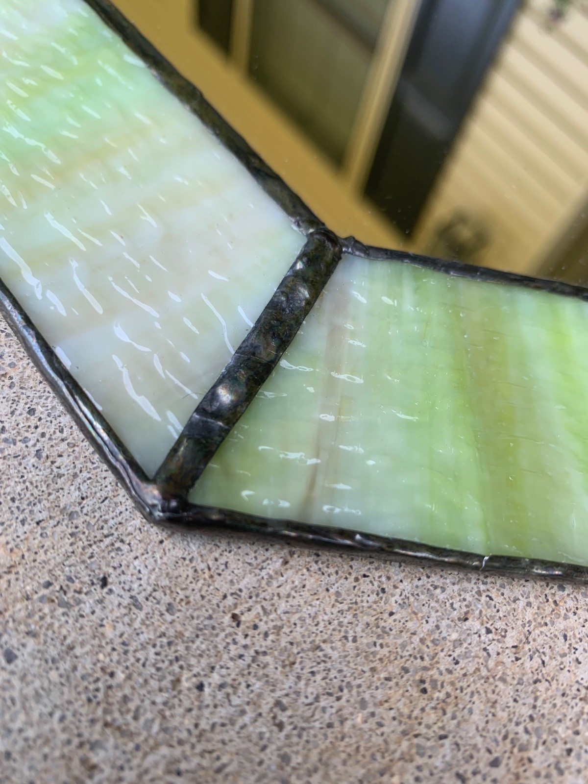 Octagon Green Stained Slag Glass Mirror Wallhanging
