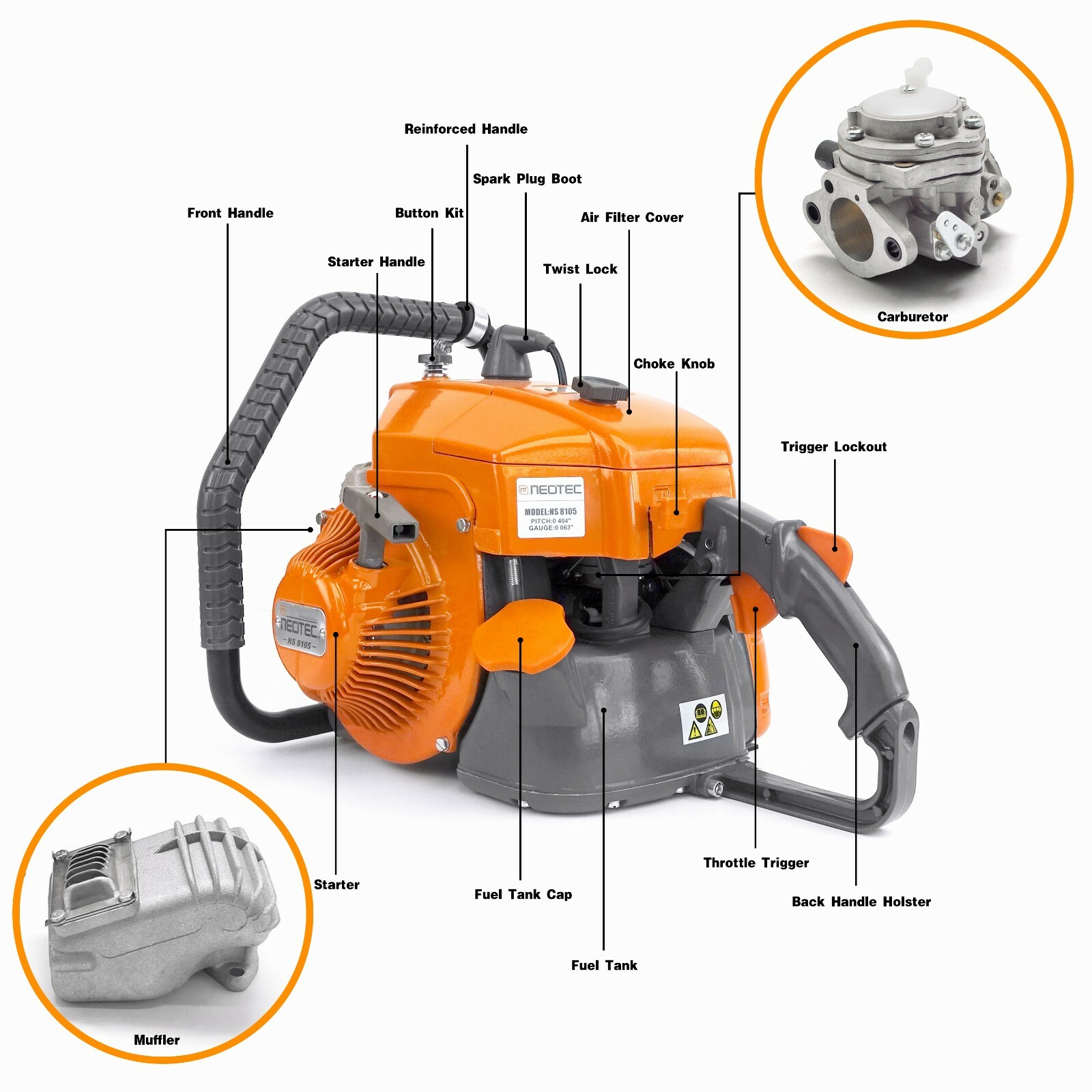 105cc Gas Chainsaw Power Head Compatible with 070 G070 For Chainsaw Mill No Bar