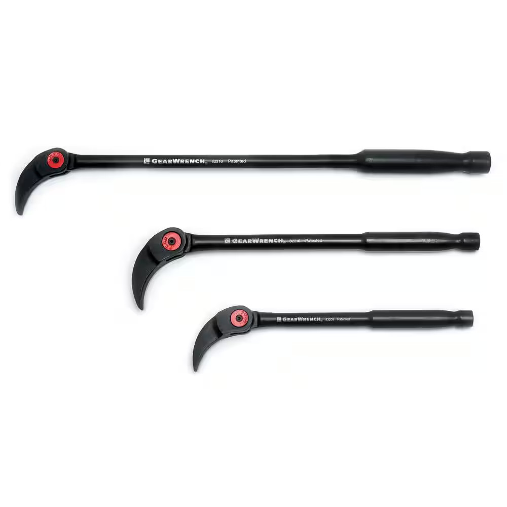 8 In., 10 In., and 16 In. Indexing Head Pry Bar Set (3-Piece)