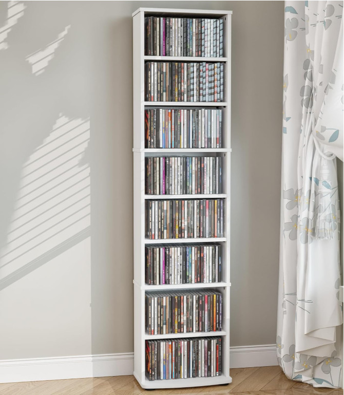 Media Storage Cabinet Movie Video Game Organizer DVDs CDs Tower Rack Stand Shelf