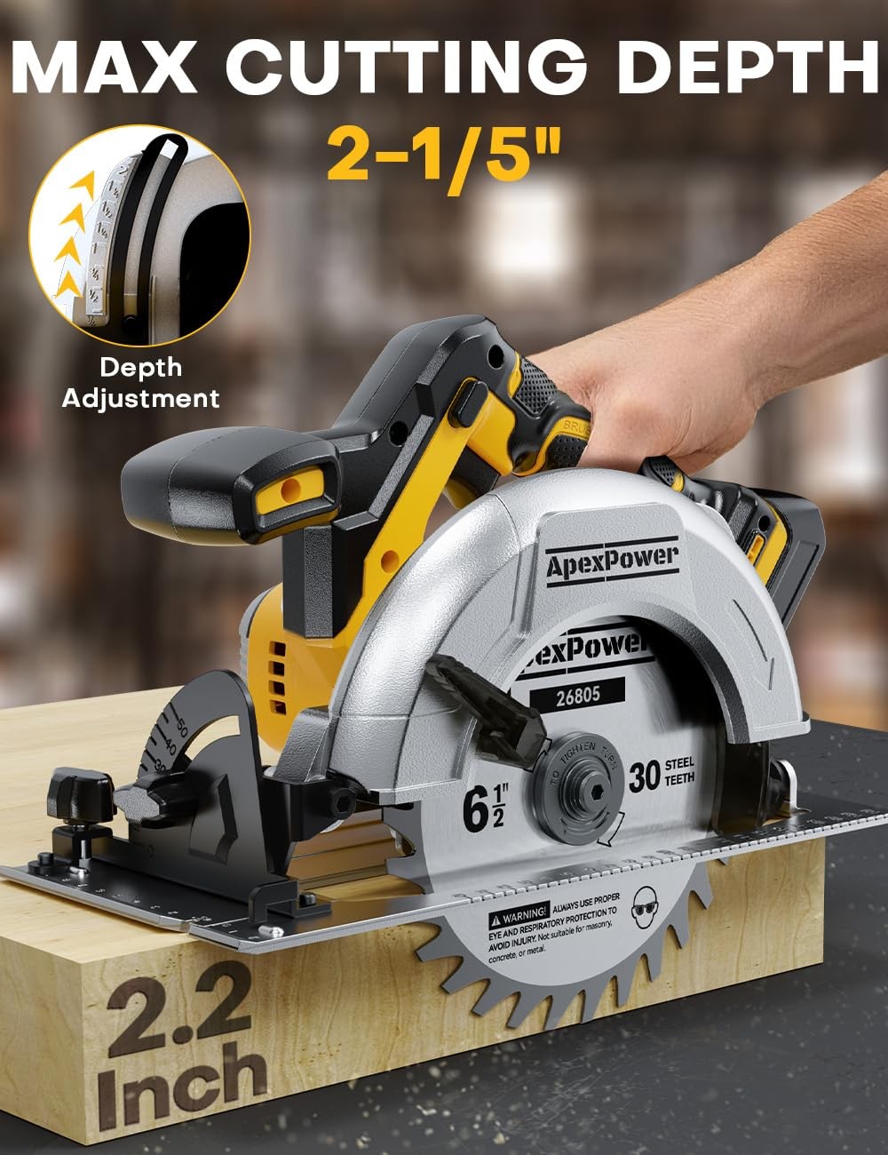 Brushless 6-1/2 Inch Circular Saw, for DeWalt 20V Max Battery, 8000 RPM, 6.2 Lbs