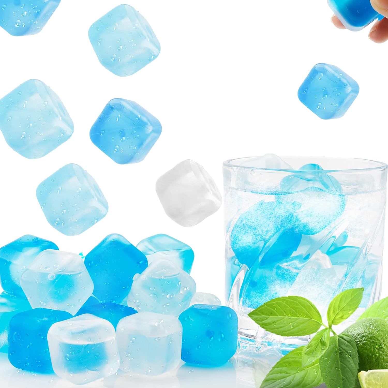 Reusable Ice Cube for Drinks, Square Plastic Ice Cubes 20 Pack, Freeze Drinks