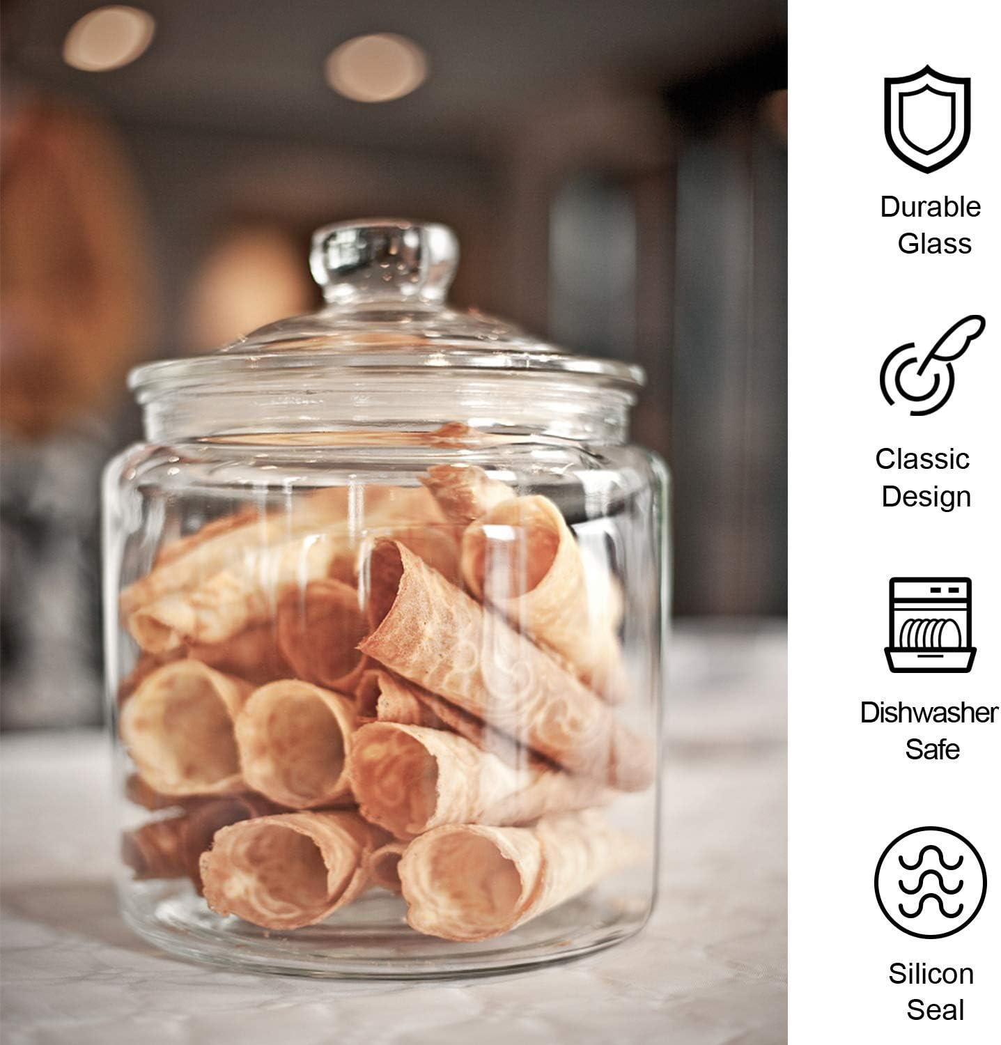 Glass Jars 32Oz, Candy Jar with Lid 6 Pack | for Household,Food Grade Clear Jars