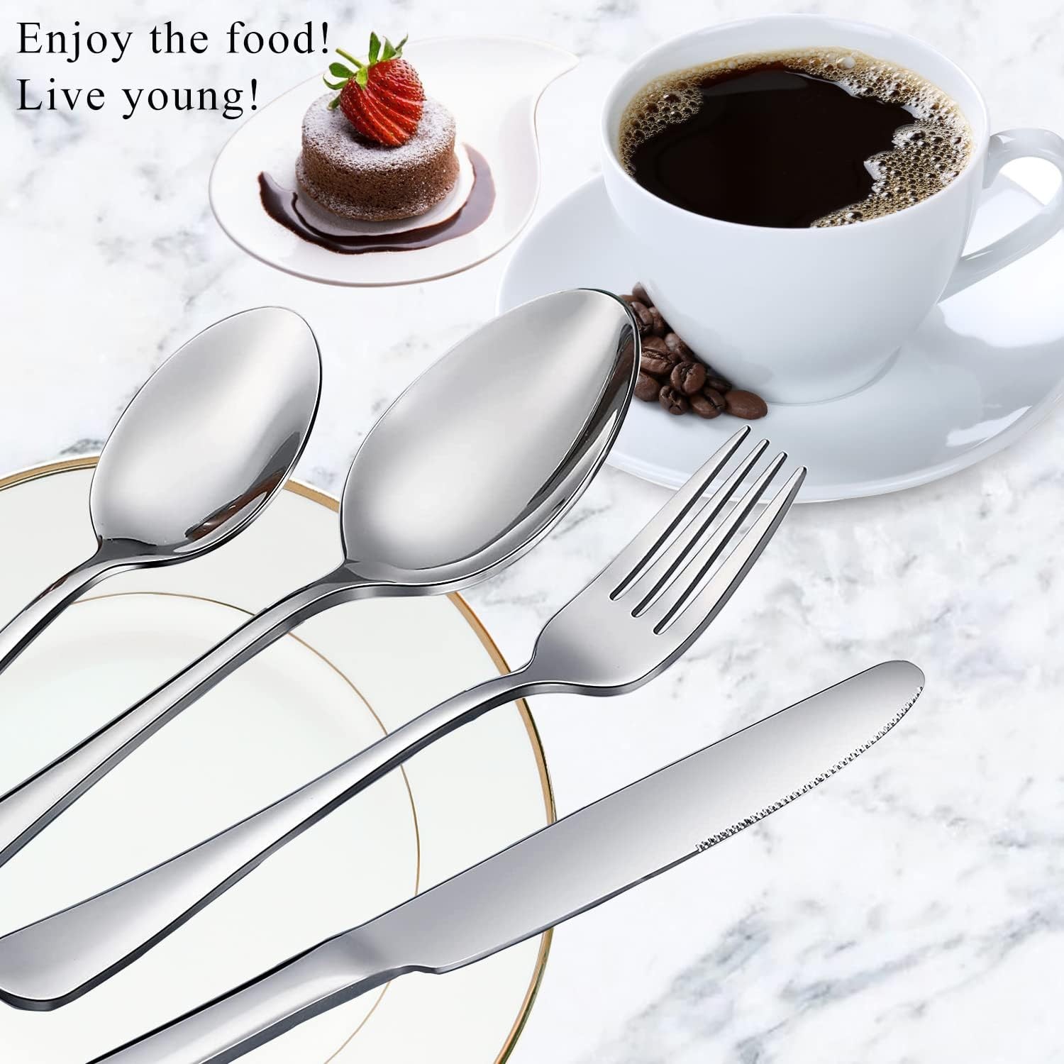 12 Pcs Spoons and Forks Set, Top Food Grade Stainless Steel Forks and Spoons
