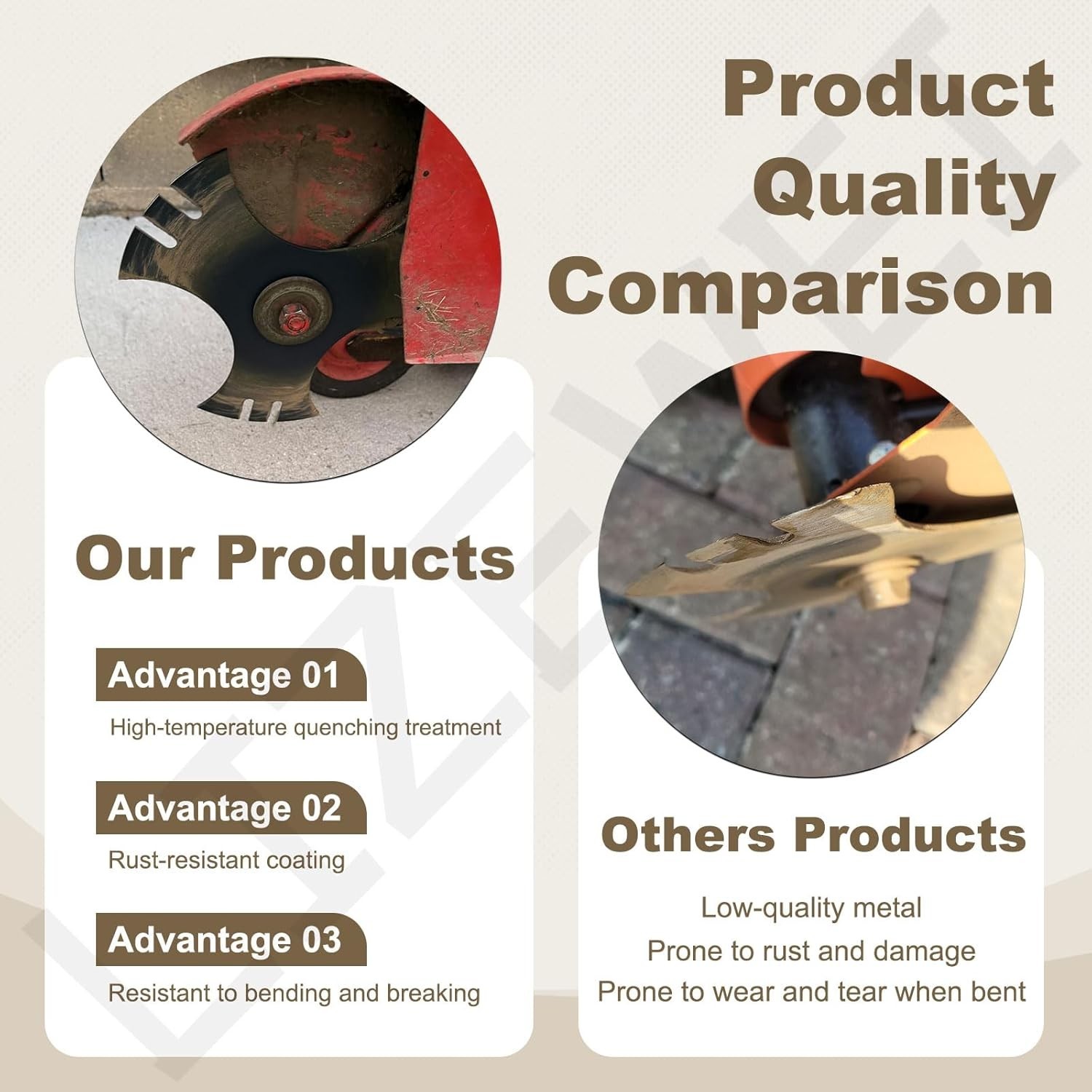 3 Pcs Universal 9″ X 9″ (1/2 Inch Hole) Edger Blade, 3-Side Edger Star Blade for