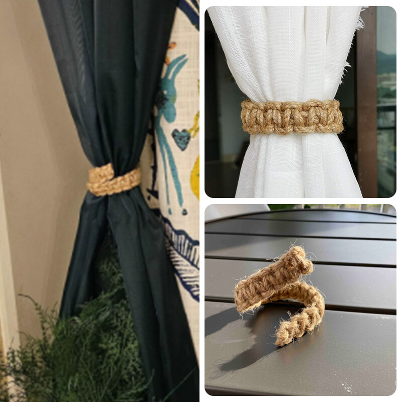 4X Twist Curtain Buckles Jute Braided Curtain Tie Rope Tieback Holder Clips US