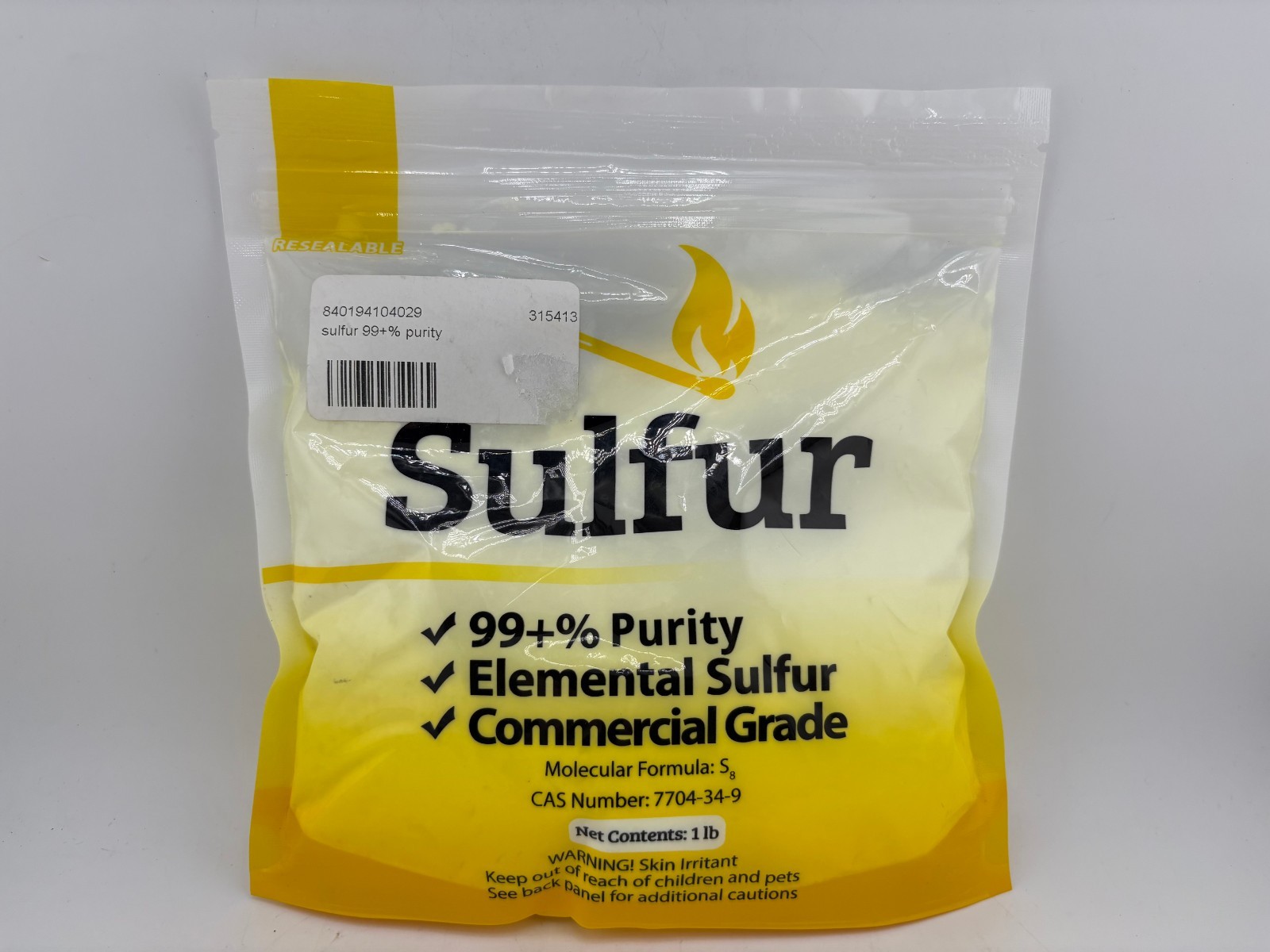 Duda Energy 1 lb Yellow Sulfur Powder Fertilizer, Commercial Grade, Elemental
