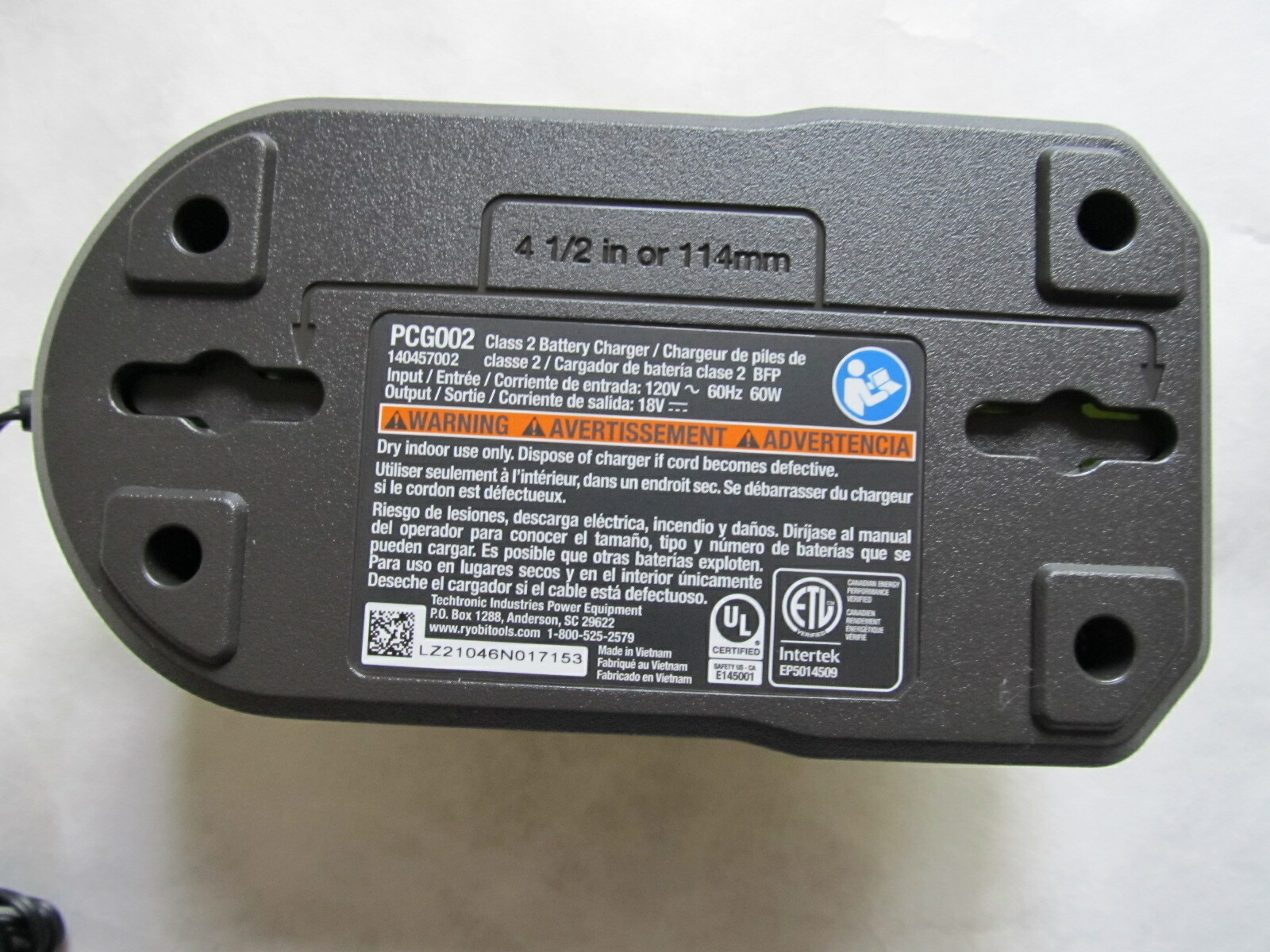 Ryobi Battery Charger OEM PCG002 Authentic 18V ONE+ Li-Ion ORIGINAL