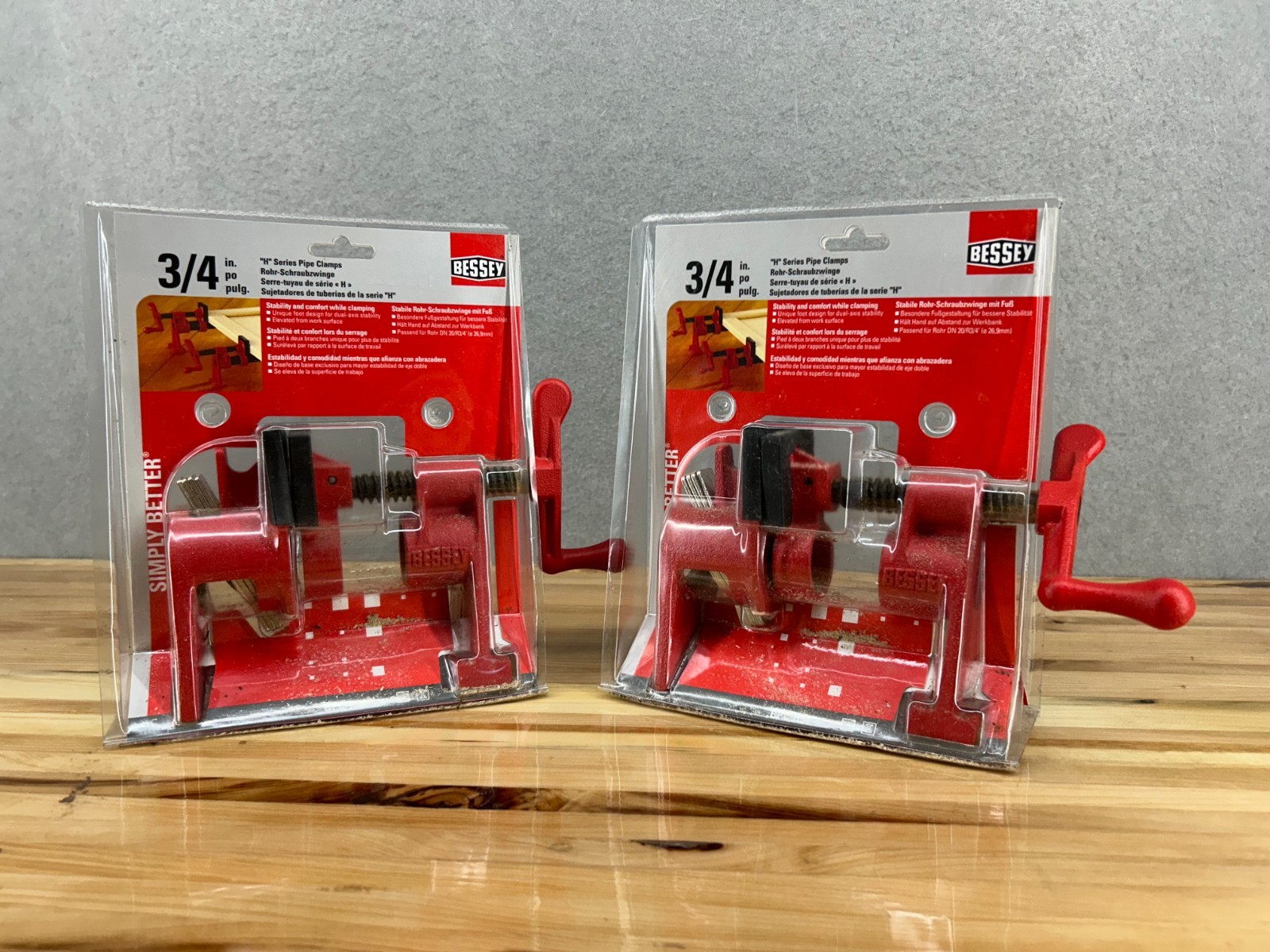 Bessey BPC-H34 3/4″ H-Style Pipe Clamp Lot of 2 Fixture Set Woodworking Jaws NEW