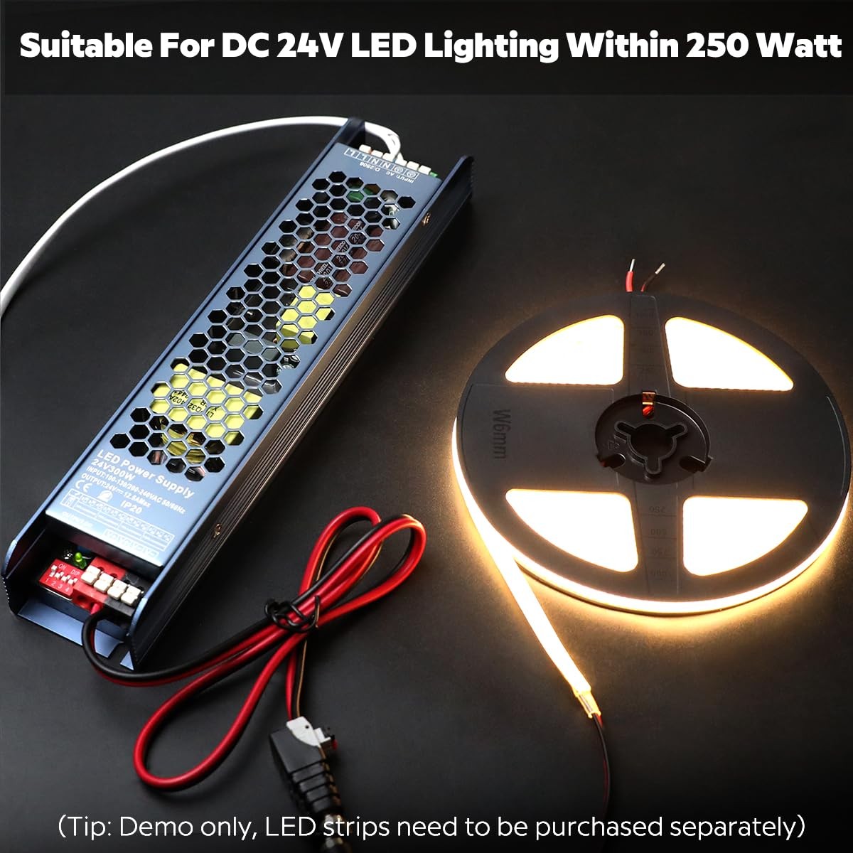 Slim 24V 300W Dimmable Switching LED Power Supply AC110V/220V To DC24V IP20