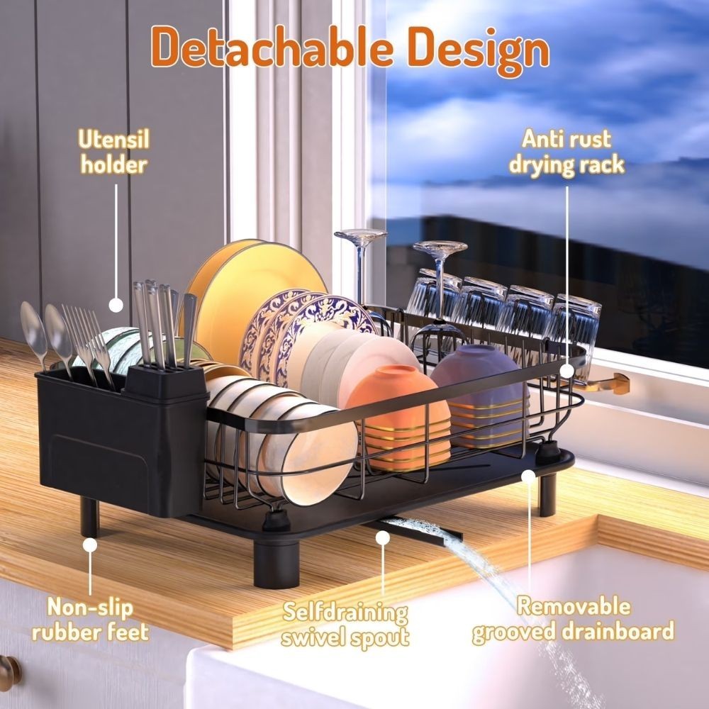 Dish Drying Rack Dish Drainer for Kitchen Counter, Large Dish Rack