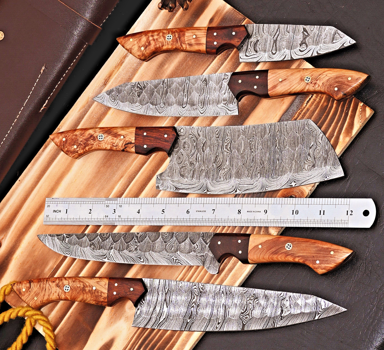 Custom Made Damascus Chef Knife Set Kitchen Cutlery – Hand Forged Damascus 2803