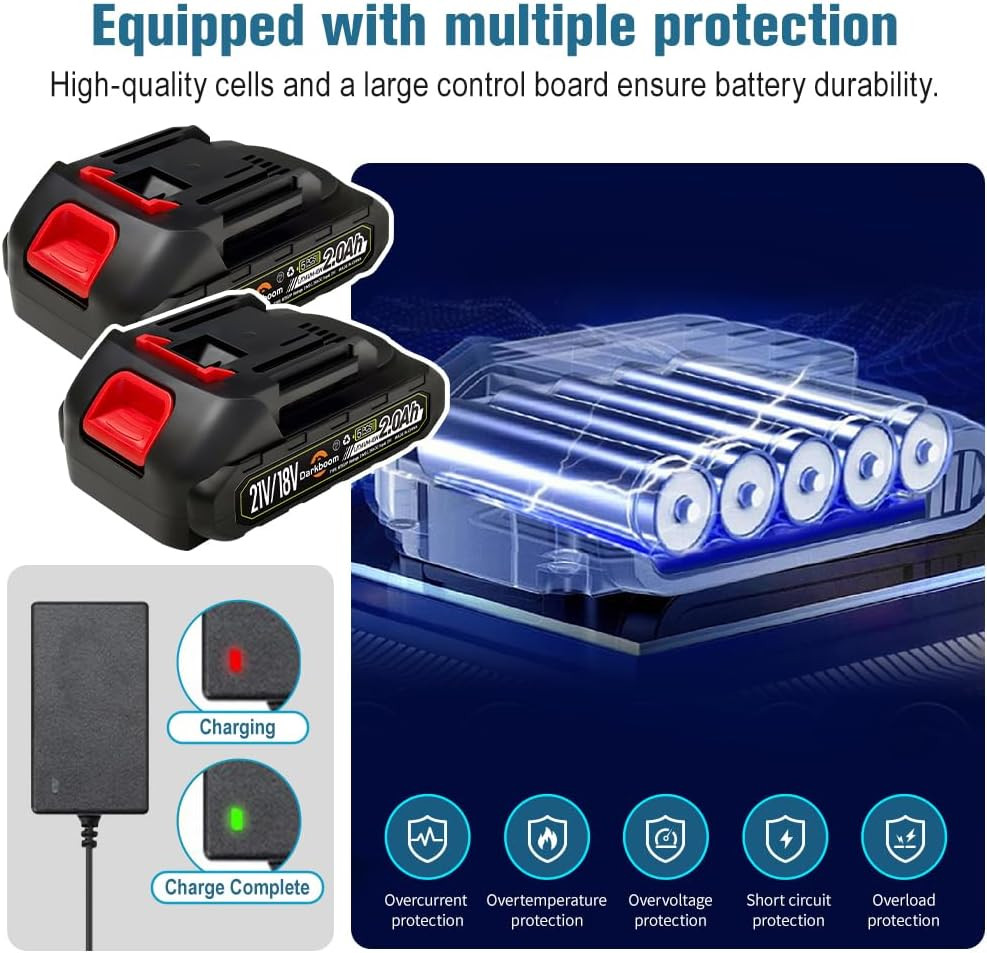 2 Pcs Batteries Replacement for Makita, 4.0Ah 4000Mah Battery for 18V 20V 21V Po