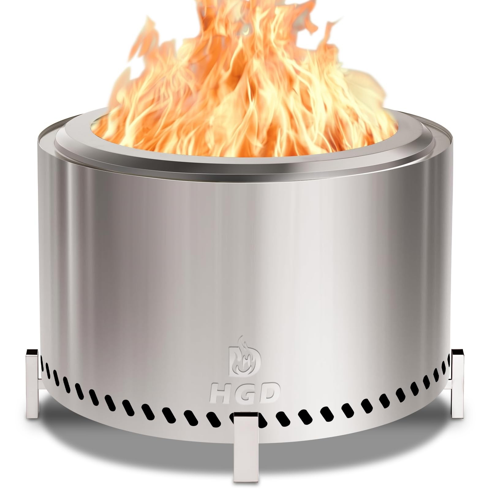 HGD 27.5″ Smokeless Fire Pit Outdoor, Stainless Steel Wood Burning Firepit wi…