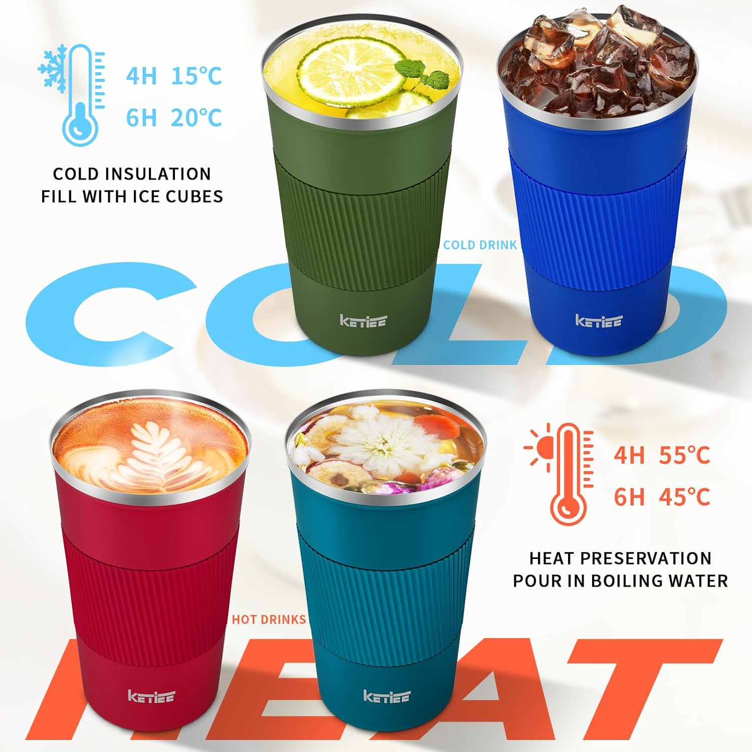 Travel Coffee Mug 12oz: Insulated Coffee Cup with Leakproof Lid, Coffee Tumbler,