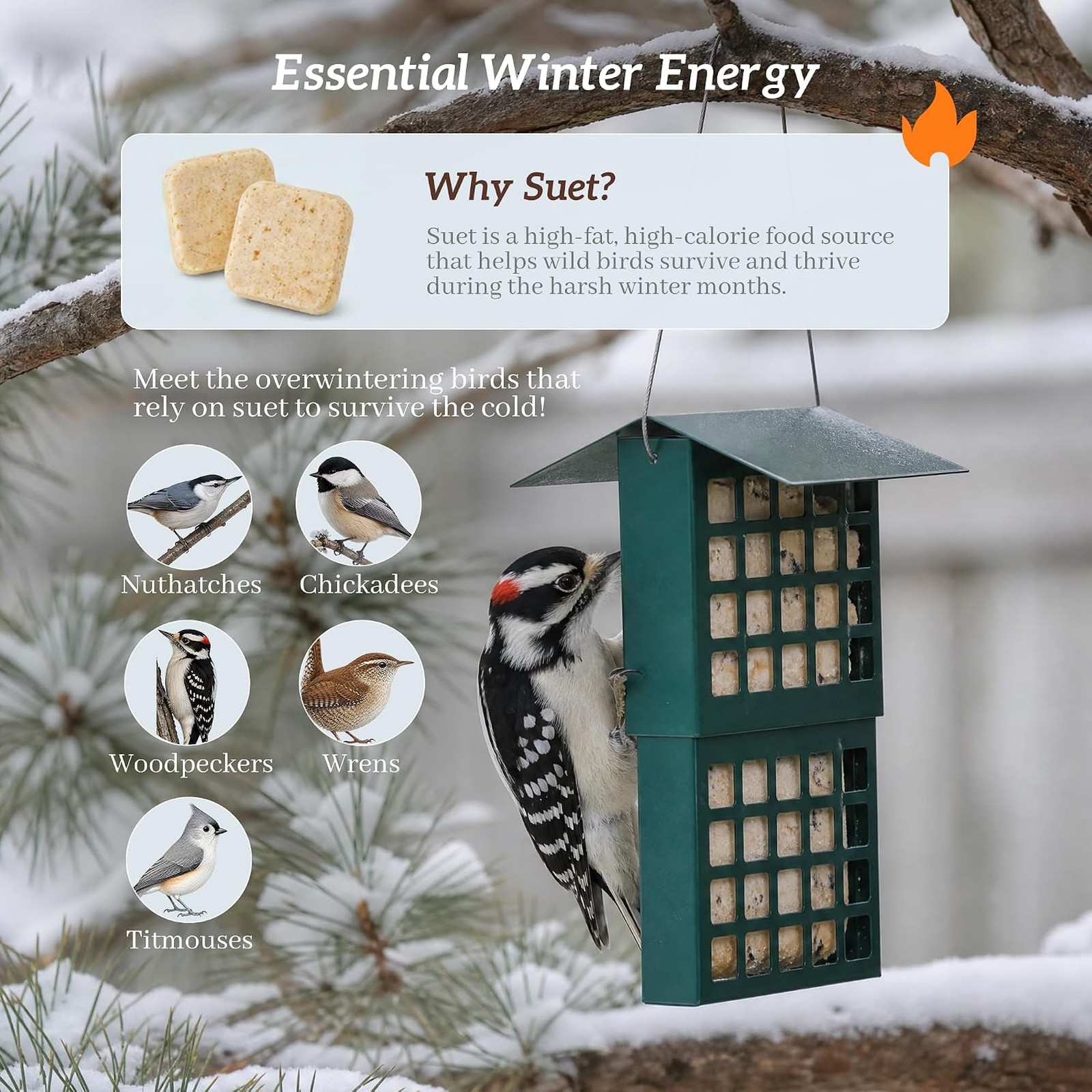 Wild Bird Feeder Suet Metal Hanging Double Capacity All Weather galvanized steel
