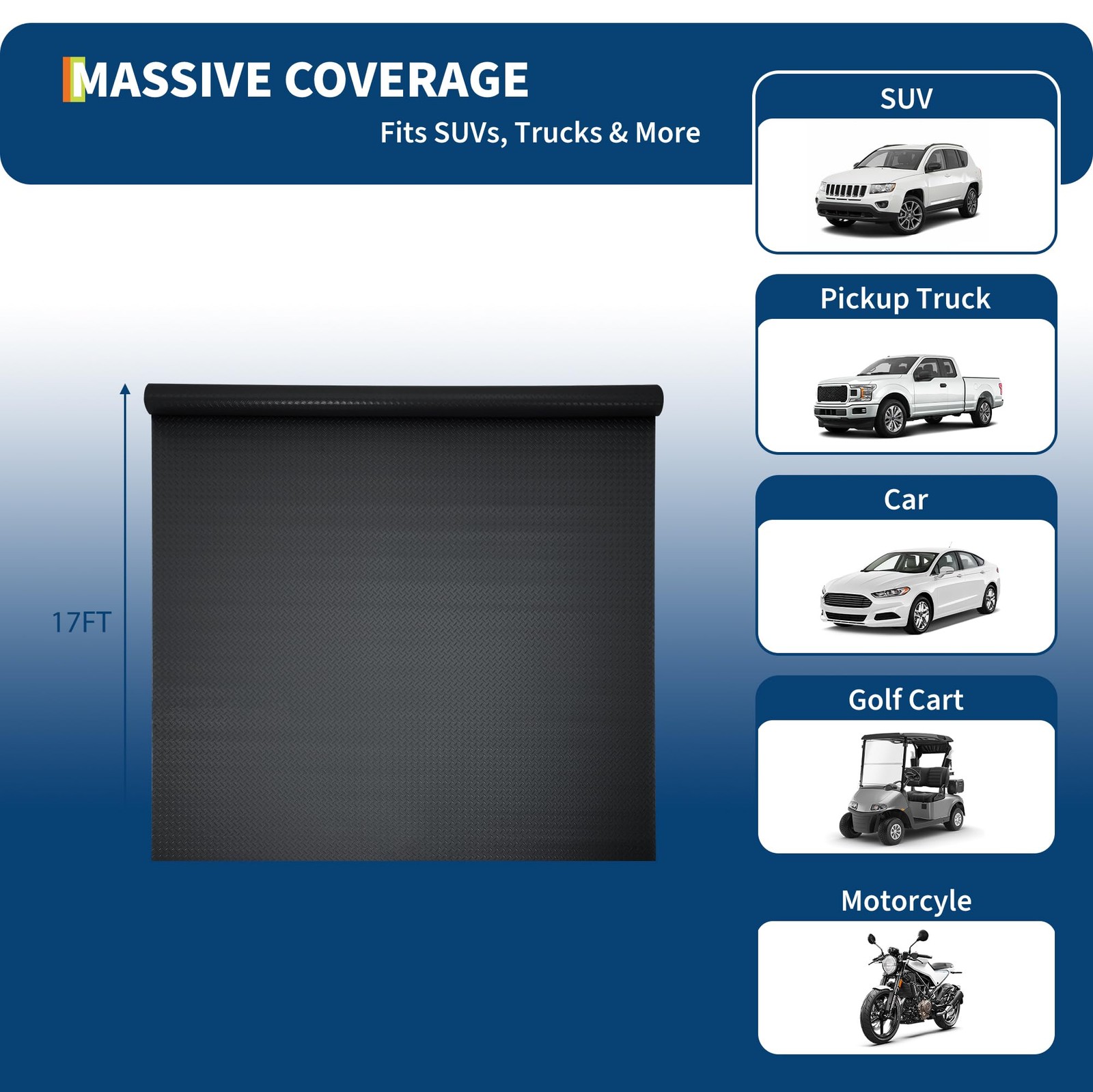 7.5×17/7.5×25/8×20 FT Garage Floor Mat, 2mm Thickened PVC Non-Slip Flooring Roll