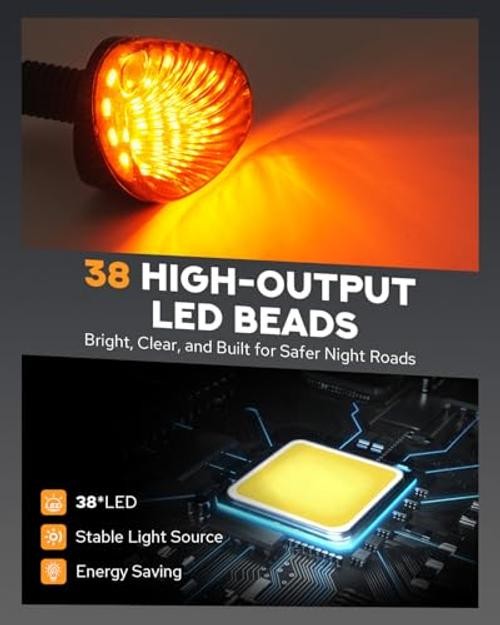 Flush Mount Motorcycle Turn Signal, 2PCS 12V Smoked LED Indicator Light