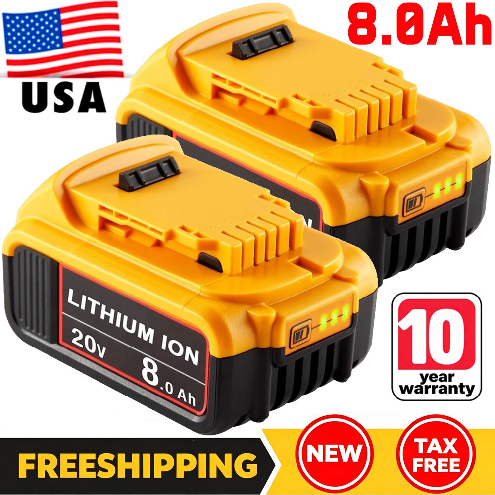 2Pack 8.0AH For DeWalt 20V 20 Volt Max XR Lithium Ion Battery DCB206-2 DCB205-2