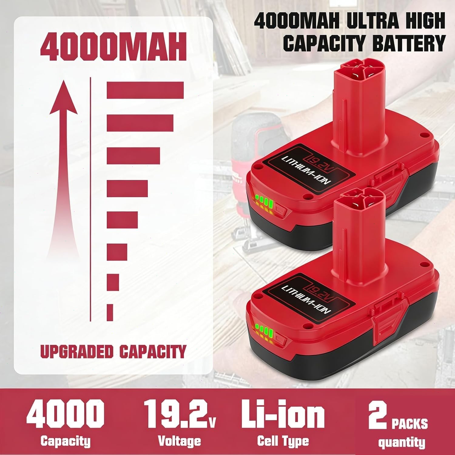 2pack 19.2 Volt XCP 8.0Ah Lithium Battery For Craftsman C3 Diehard PP2025 PP2030