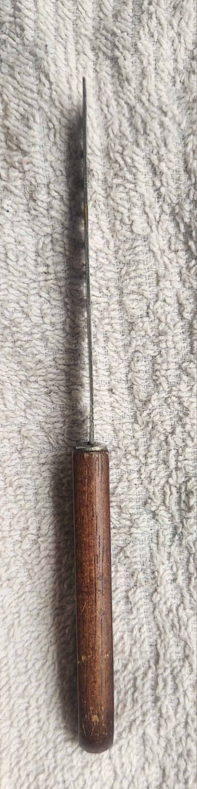 Vintage Slender Cheese Knife Fork End Wooden Handle Stainless Steel 3.5″ Blade