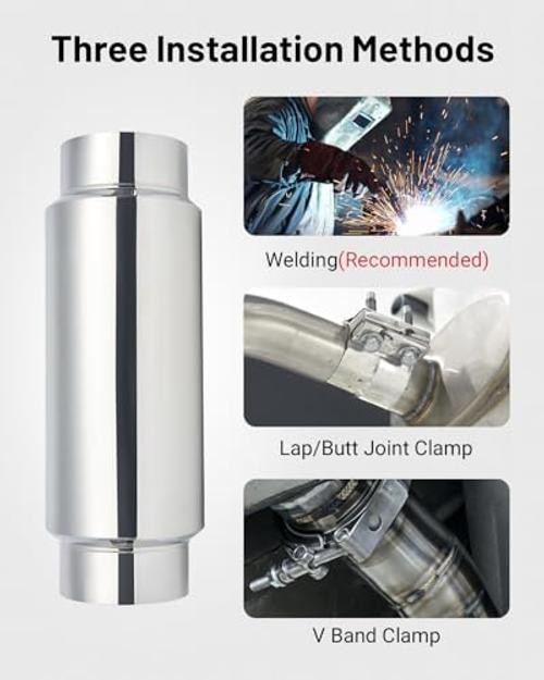 4″ Resonator Muffler, 4″ Inlet & Outlet (OD) Stainless Steel Universal