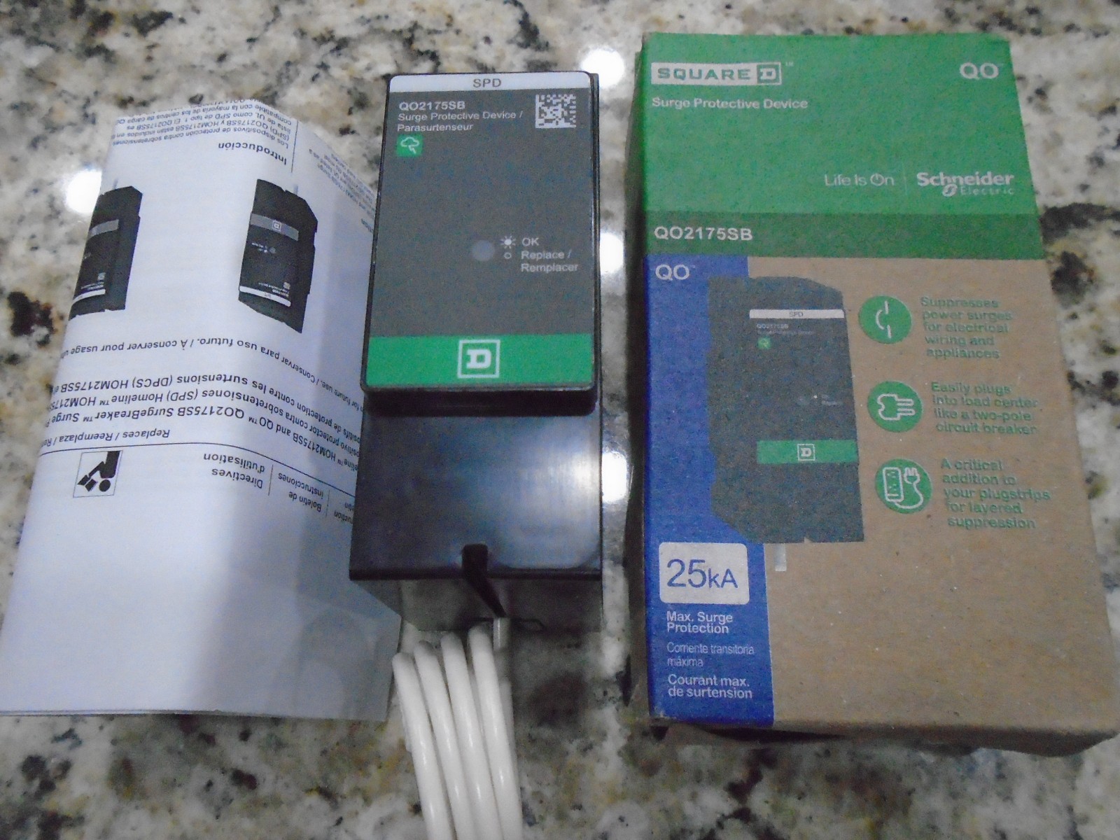NEWEST SQUARE D QO2175SB SURGEBREAKER SURGE PROTECTION DEVICE SPD 25kA 120/240V