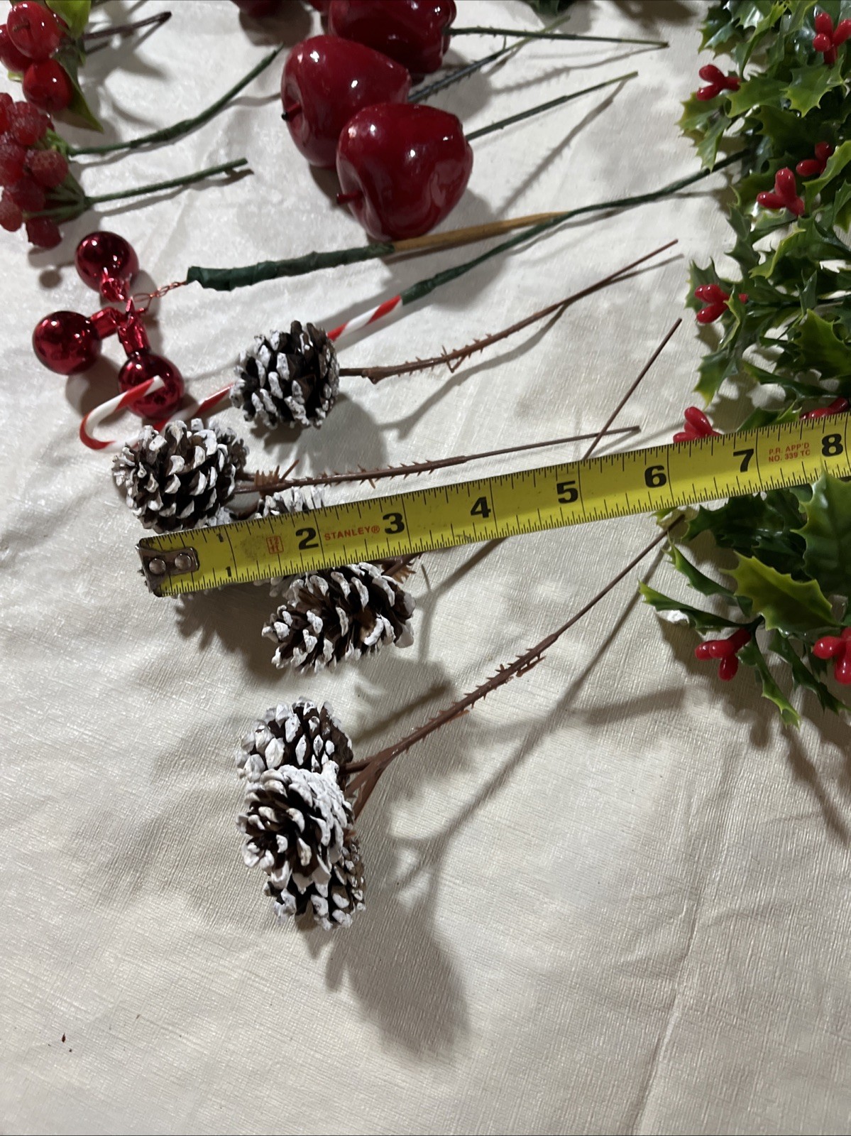 Vintage 31 Mixed Lot Of fruits, shiny apples. holly berries ,pine cones Picks