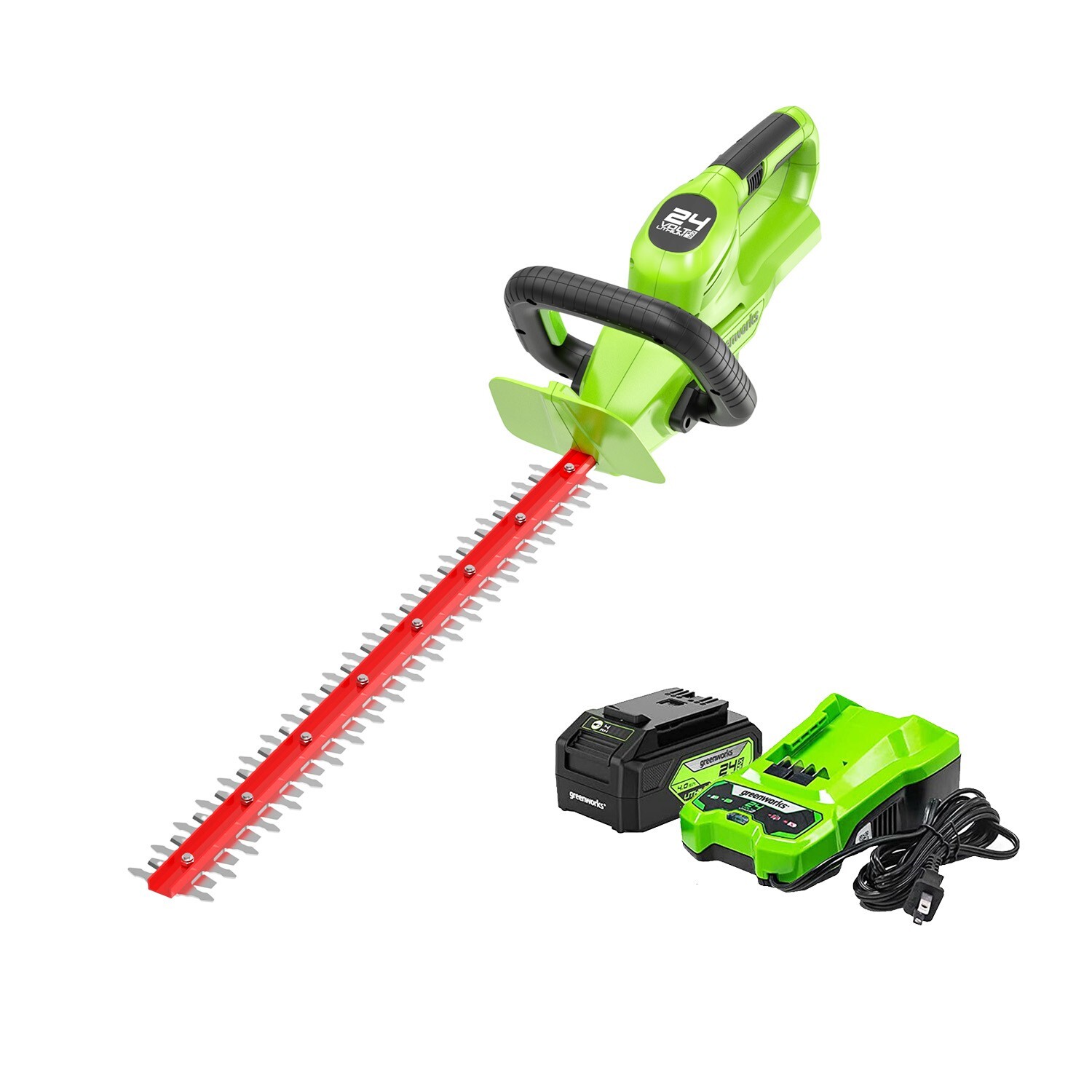 Greenworks 24V 22 inch Cordless Hedge Trimmer with 4Ah Battery and 2A Charger