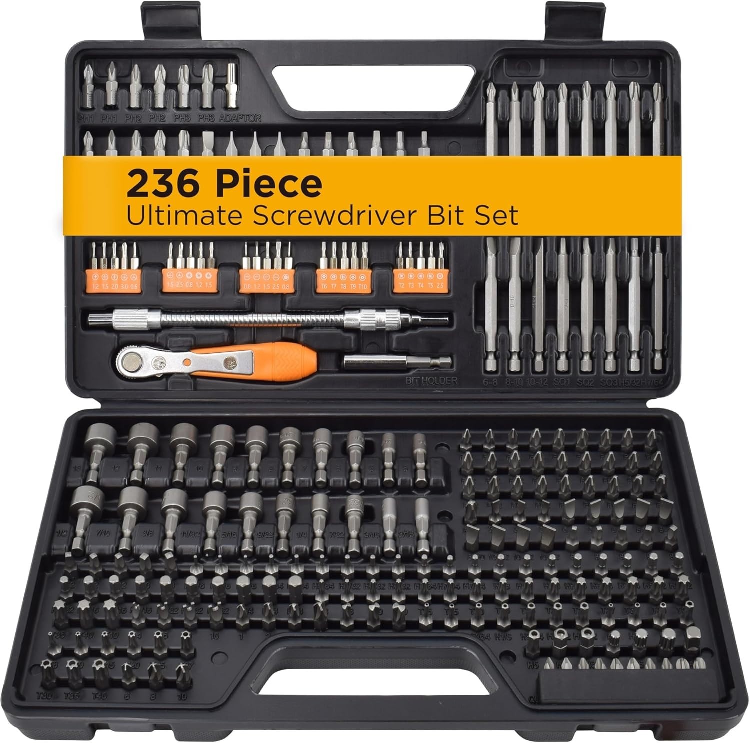 Jackson Palmer 236 Piece Ultimate Screwdriver Bit Set, High Grade Carbon Steel,