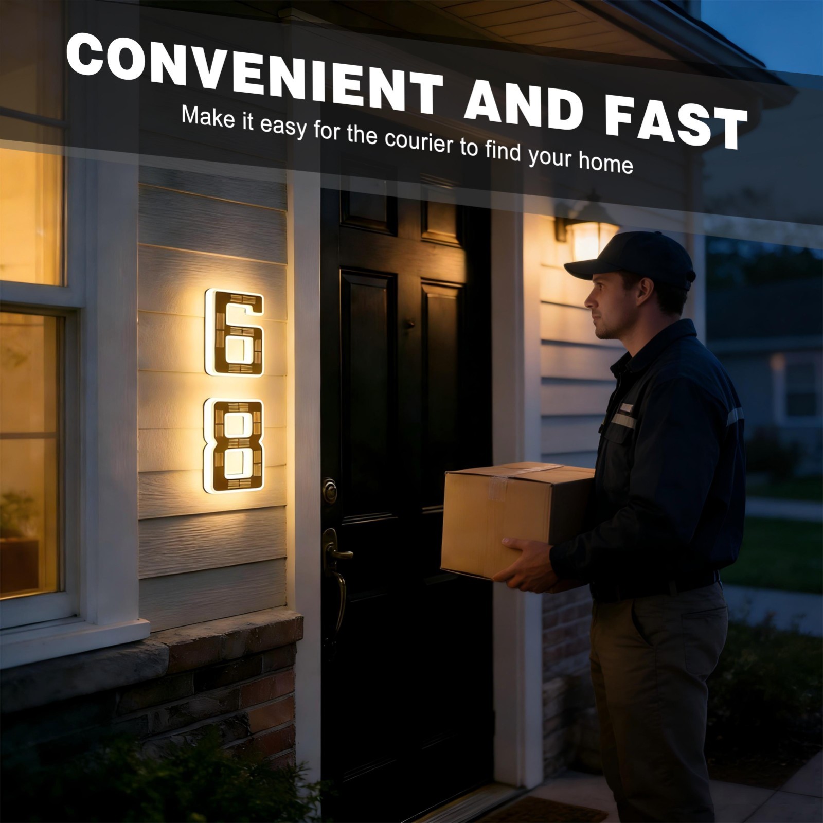 6.7 in Solar LED House Number Light Waterproof Outdoor Address Sign No Wiring